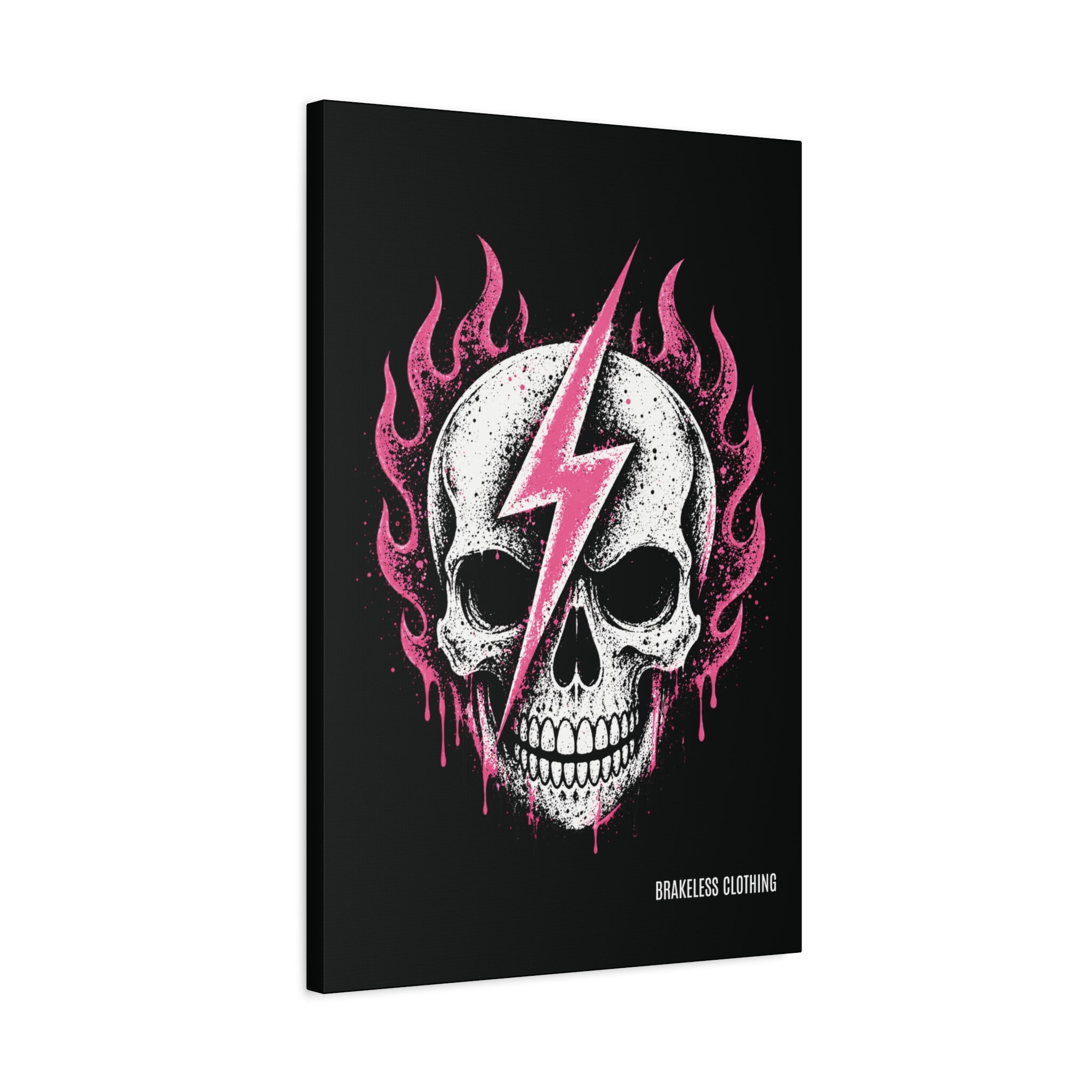 Pink Lightning Skull Canvas - BRAKELESS SEND IT ART