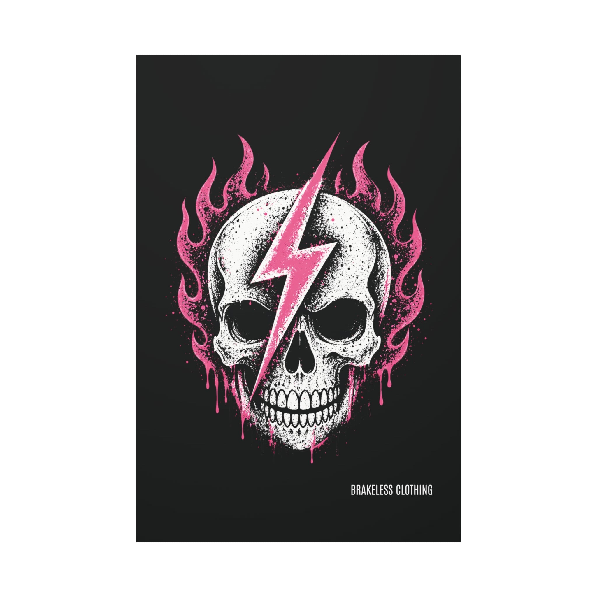 Pink Lightning Skull Canvas - BRAKELESS SEND IT ART