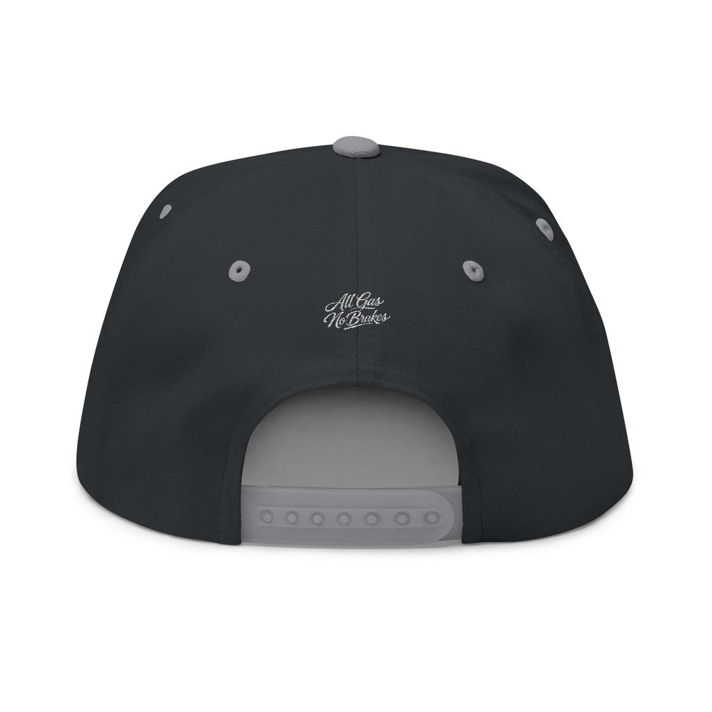 Brakeless Embroidered Flat Bill Cap — 'No Brakes, Bad Decisions'