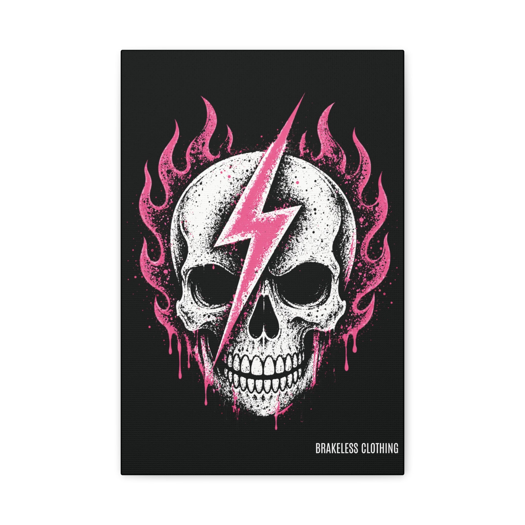Pink Lightning Skull Canvas - BRAKELESS SEND IT ART