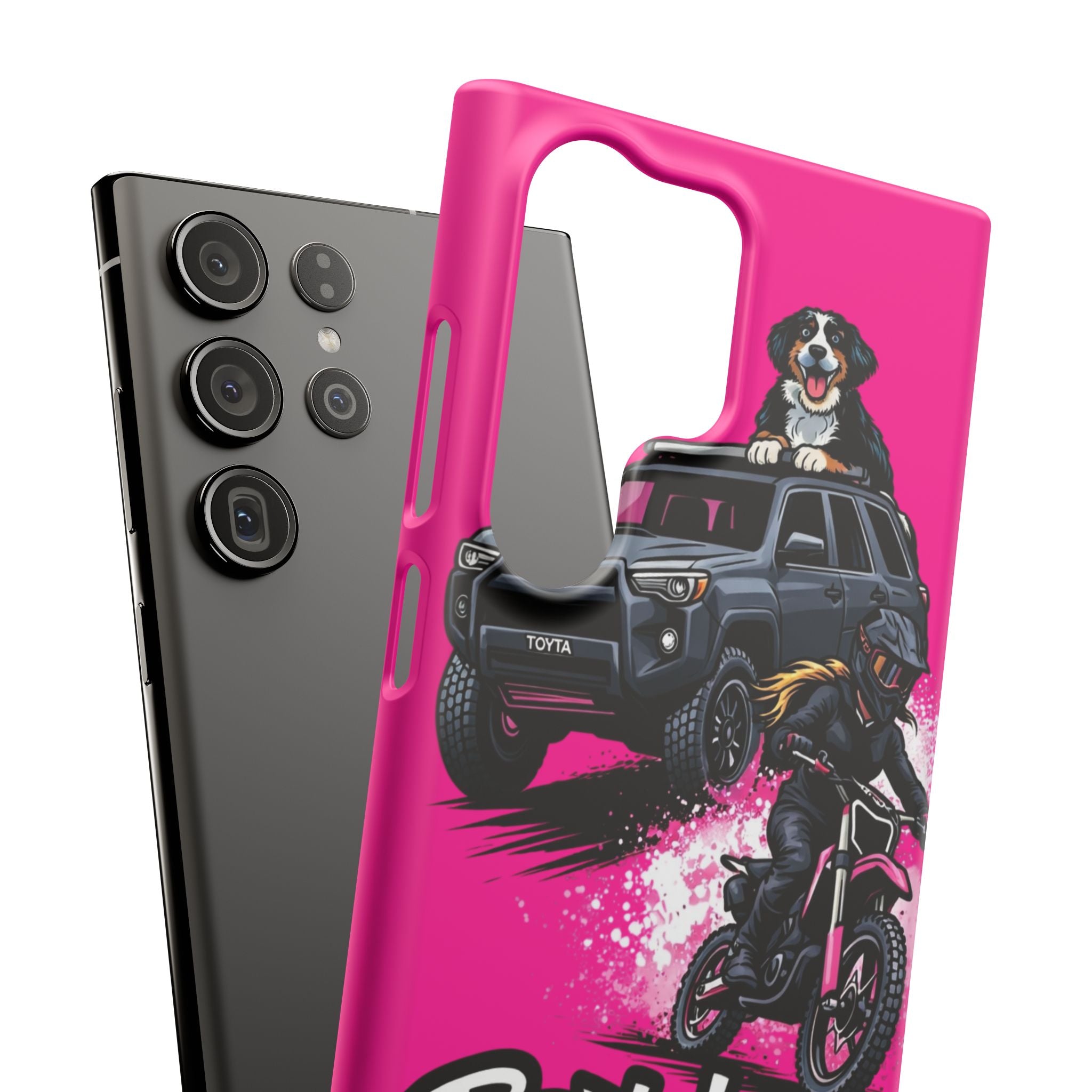 Phone Case — 'Brakeless Clothing' Off‑Road Motorcycle & 4x4 Design (Pink)