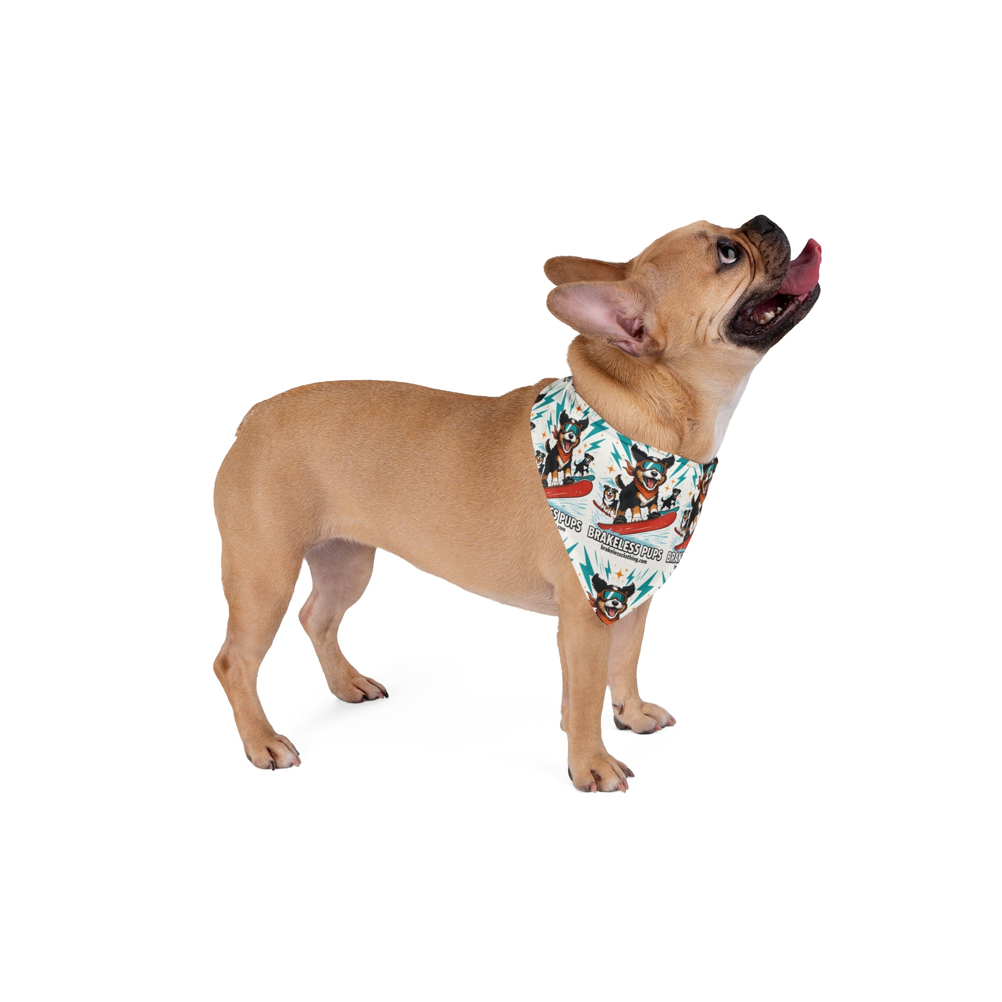 Snowboarding Dog Pet Bandana — 'Brakeless Pups' Winter Adventure Bandana for Dogs