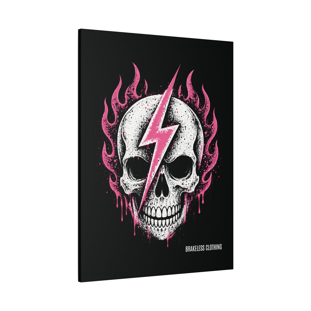 Pink Lightning Skull Canvas - BRAKELESS SEND IT ART