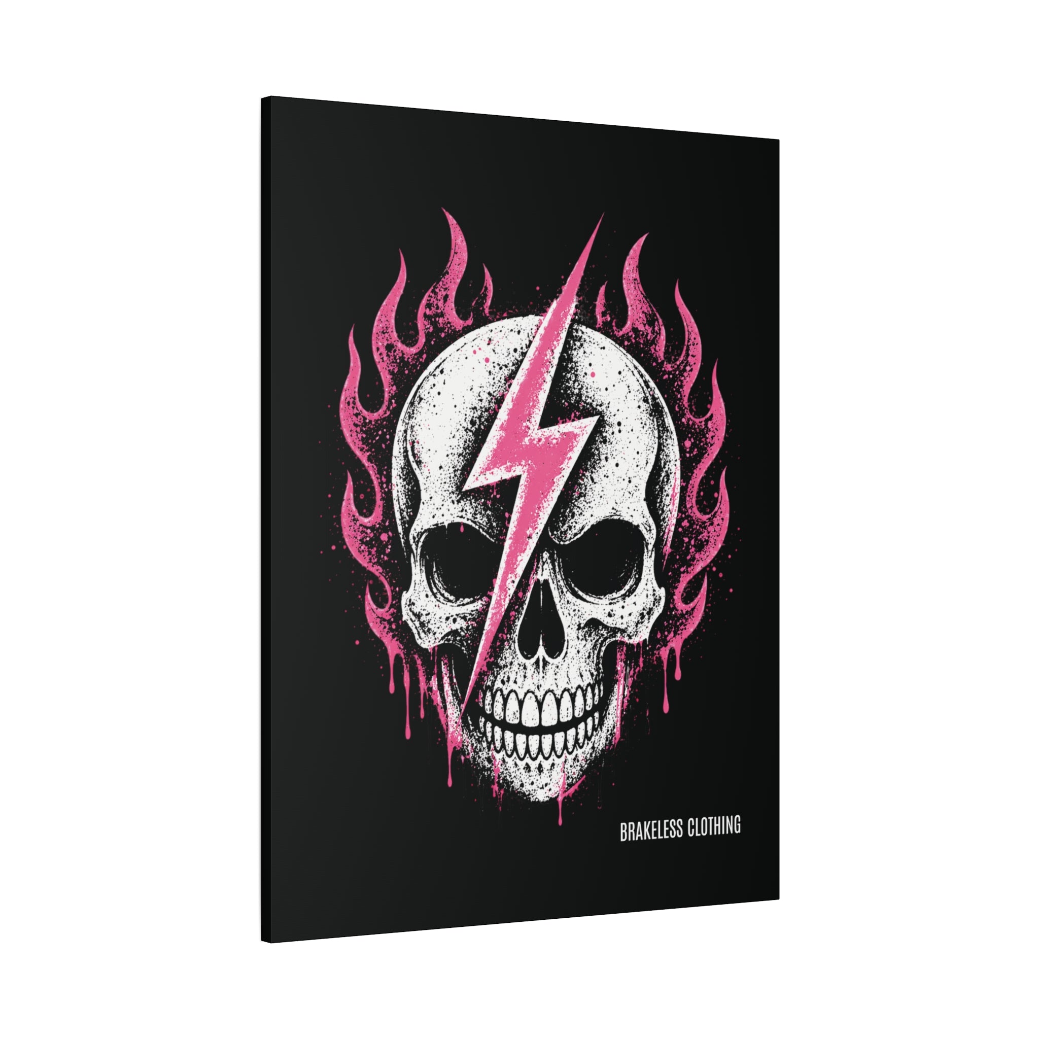 Pink Lightning Skull Canvas - BRAKELESS SEND IT ART