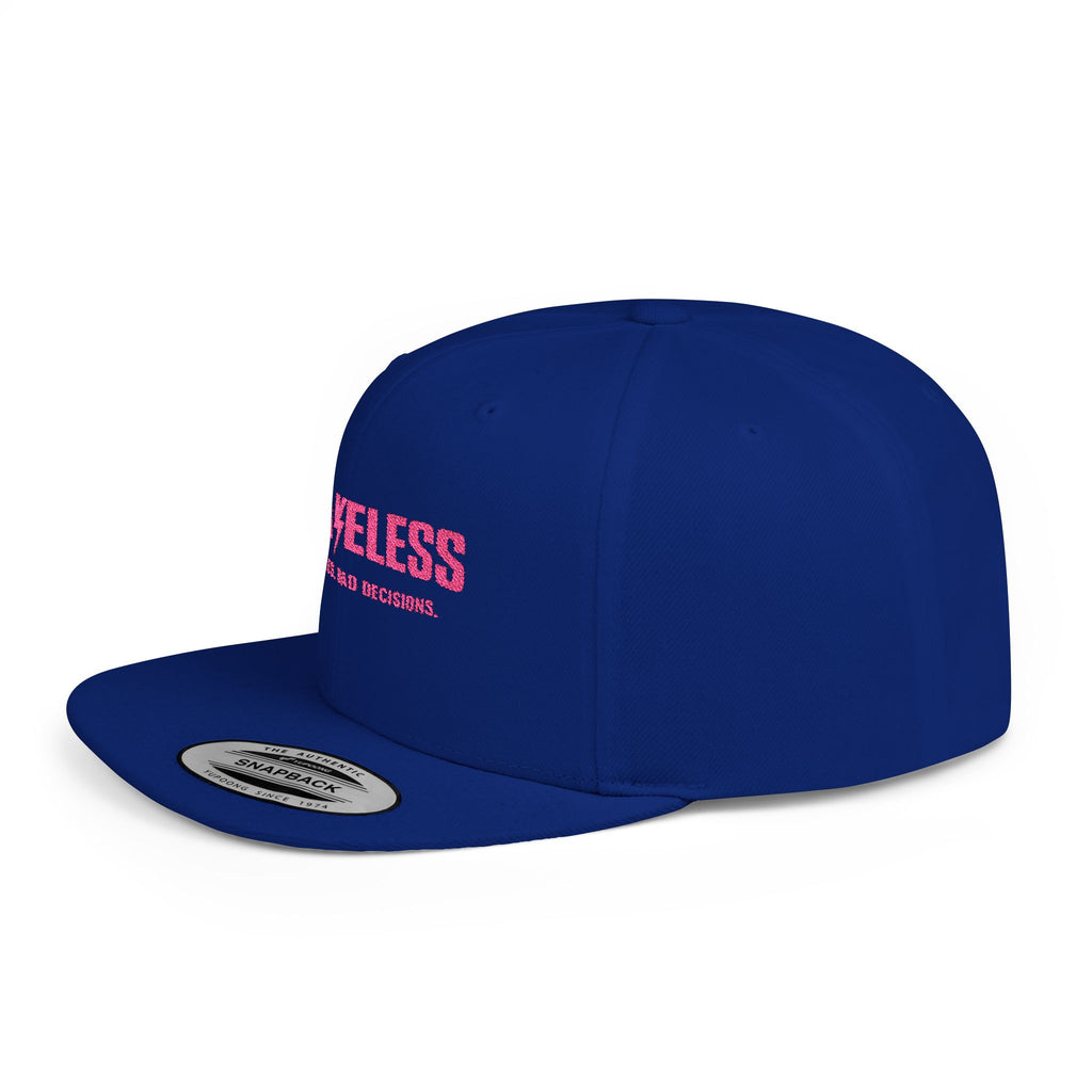 Camo Flat Bill Snapback Hat — BRAVELESS Pink Embroidered Slogan