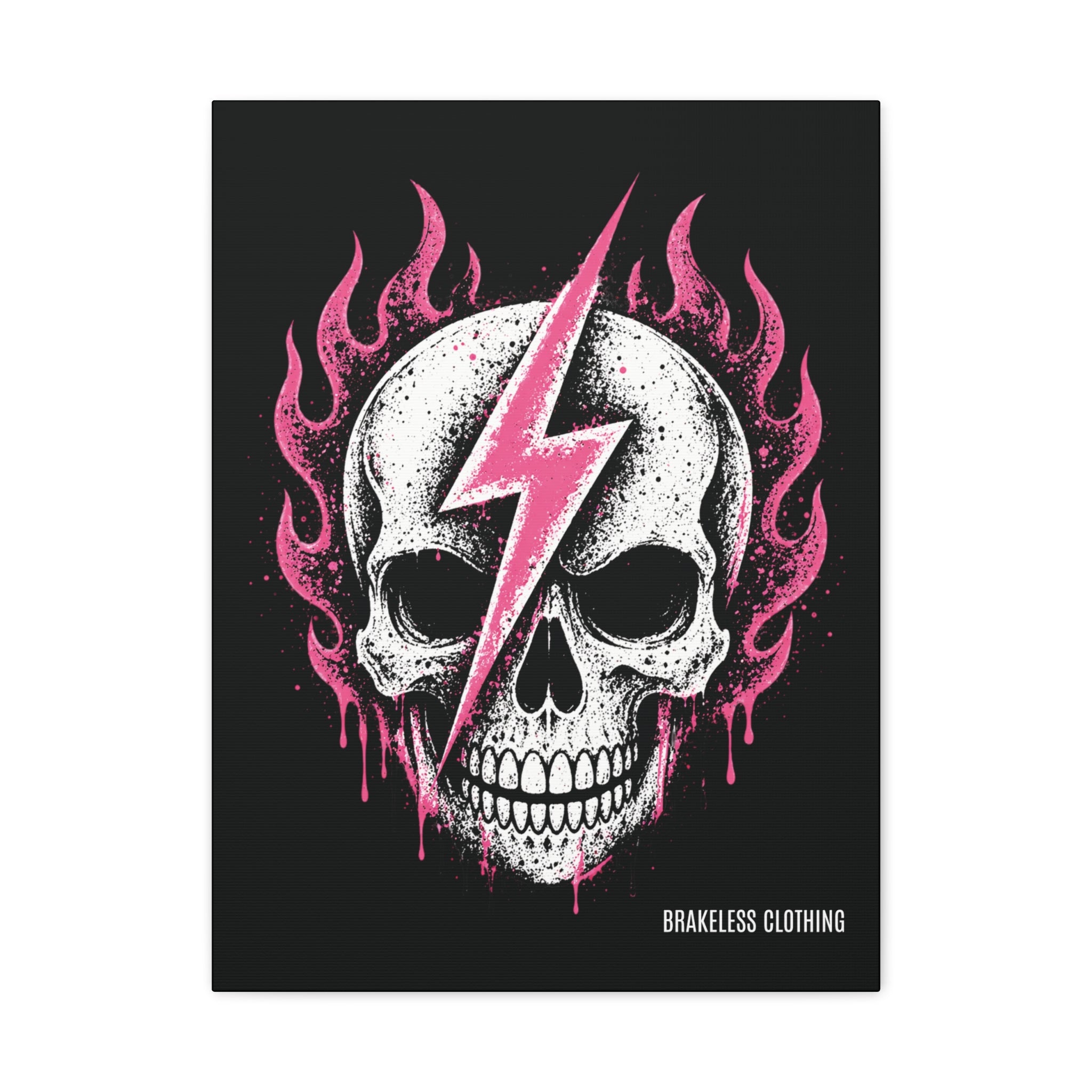 Pink Lightning Skull Canvas - BRAKELESS SEND IT ART