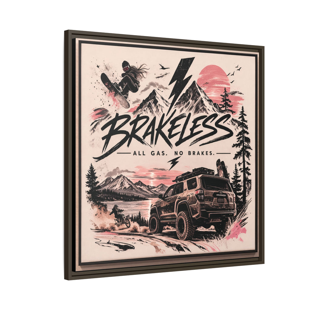 Framed Matte Canvas – "Brakeless: All Gas, No Brakes" Off‑Road Adventure Print