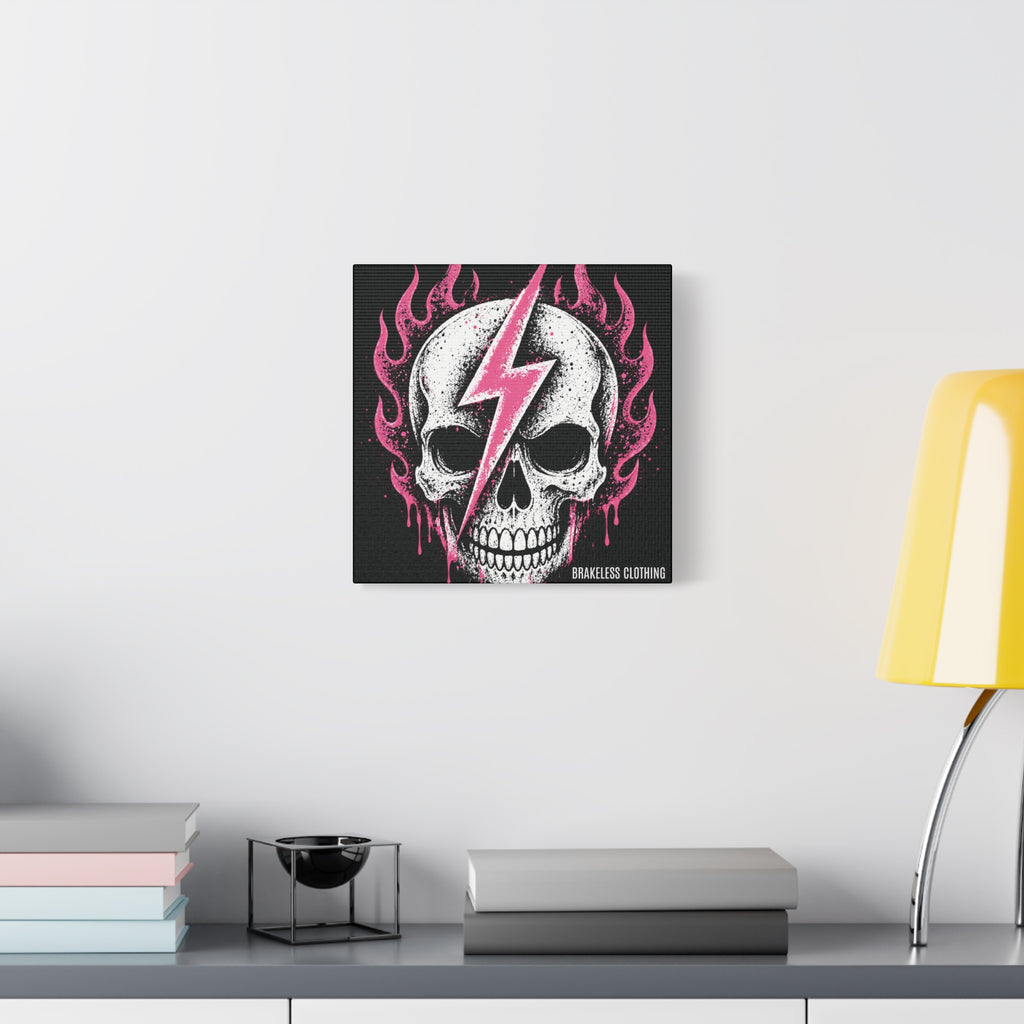 Pink Lightning Skull Canvas - BRAKELESS SEND IT ART
