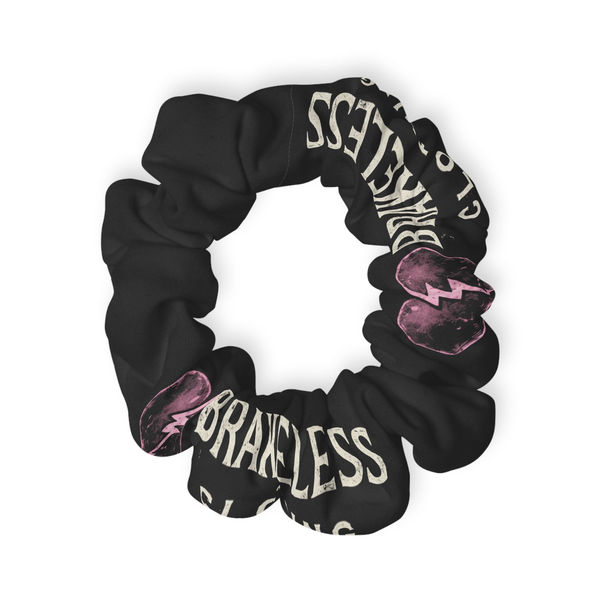 Brakeless Black Heart Scrunchie - Punk Rock Lightning Hair Tie