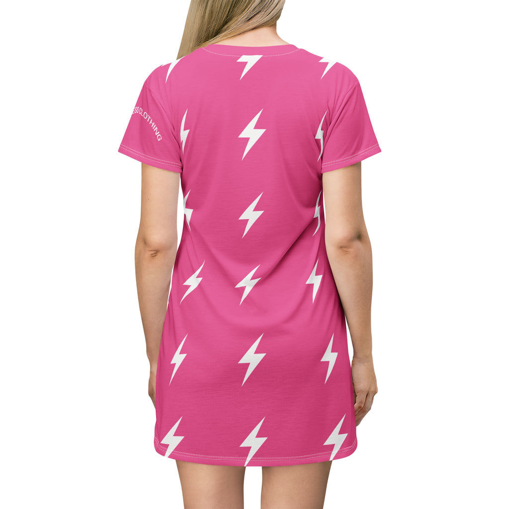 Pink Lightning Bolt T-SHIRT Dress — BRAKELESS CLOTHING ICONIC Dress