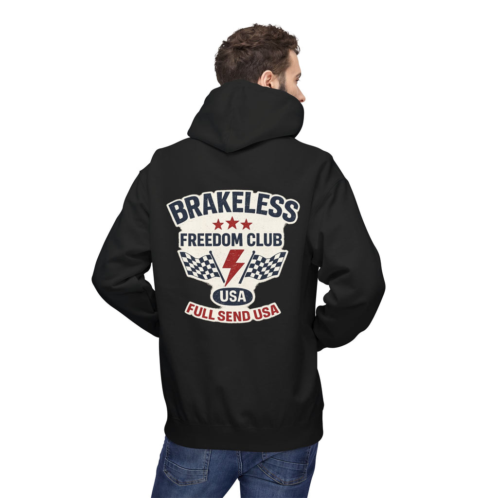 Brakeless Freedom Club Hoodie — 'No Brakes. Just Freedom.' Racing Pullover