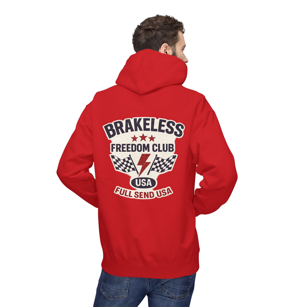 Brakeless Freedom Club Hoodie — 'No Brakes. Just Freedom.' Racing Pullover