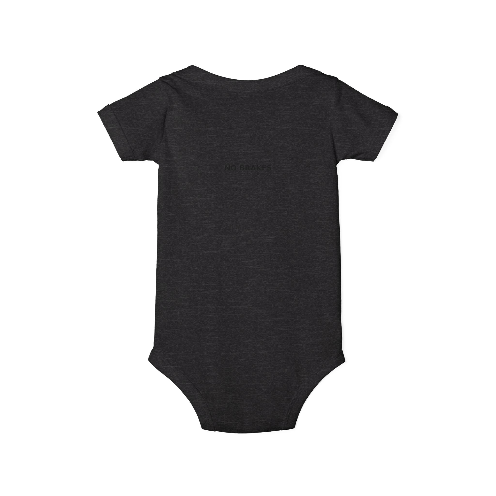 Infant One-Piece Bodysuit — ‘No Brakes’ Retro Motorcycle Chest Graphic