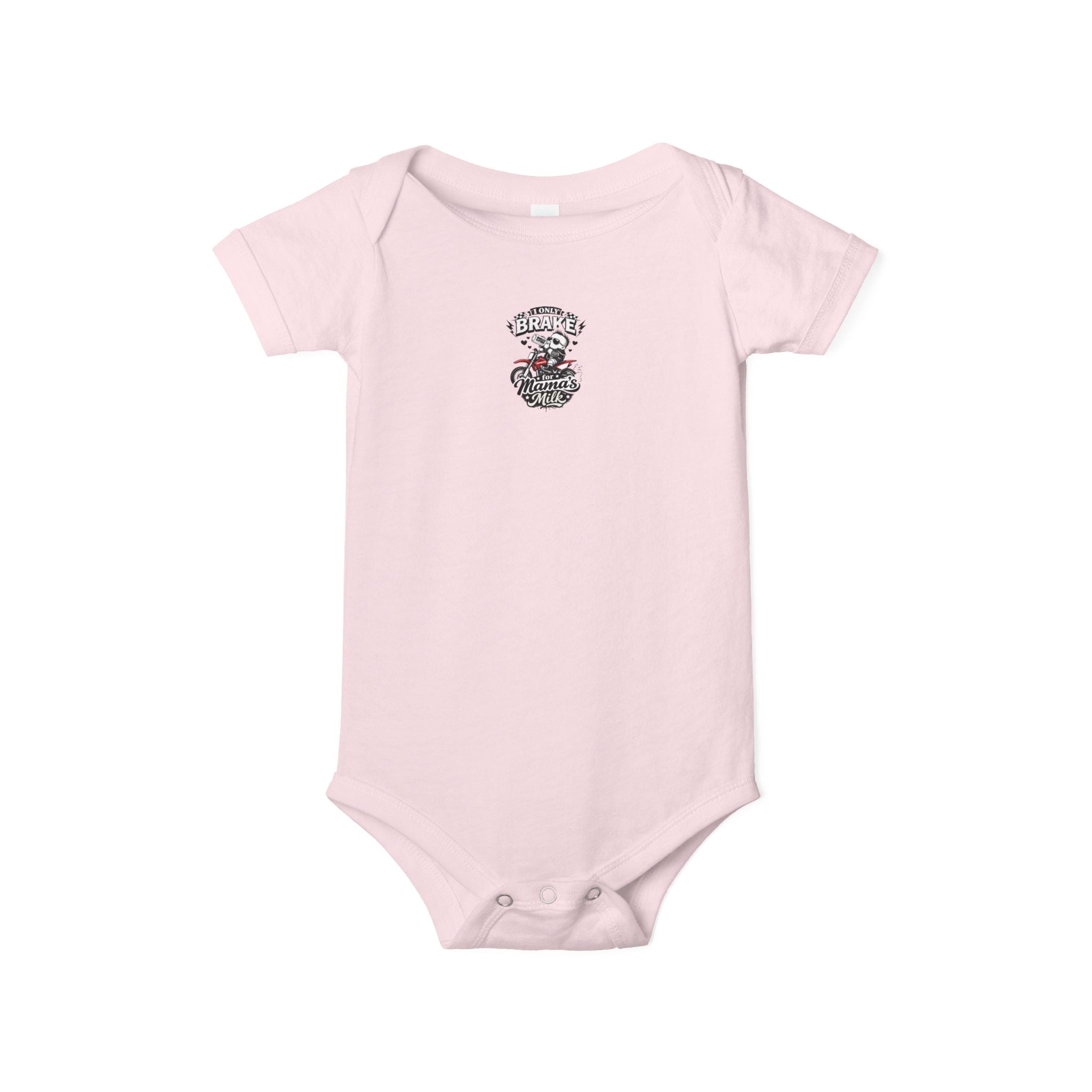 Infant One-Piece Bodysuit — ‘No Brakes’ Retro Motorcycle Chest Graphic