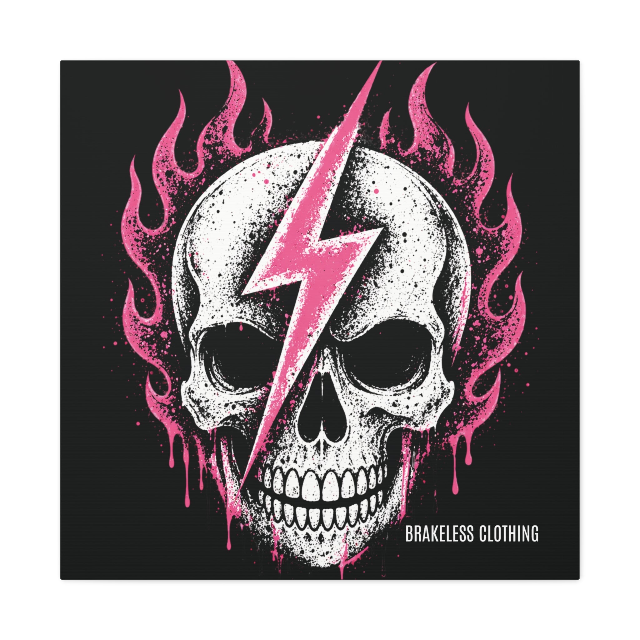 Pink Lightning Skull Canvas - BRAKELESS SEND IT ART