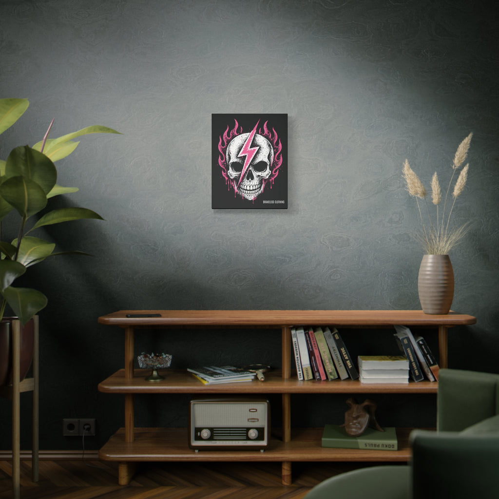 Pink Lightning Skull Canvas - BRAKELESS SEND IT ART