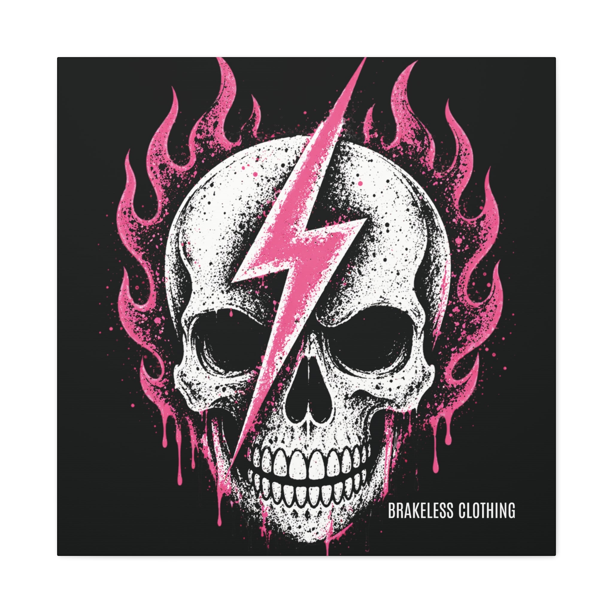 Pink Lightning Skull Canvas - BRAKELESS SEND IT ART