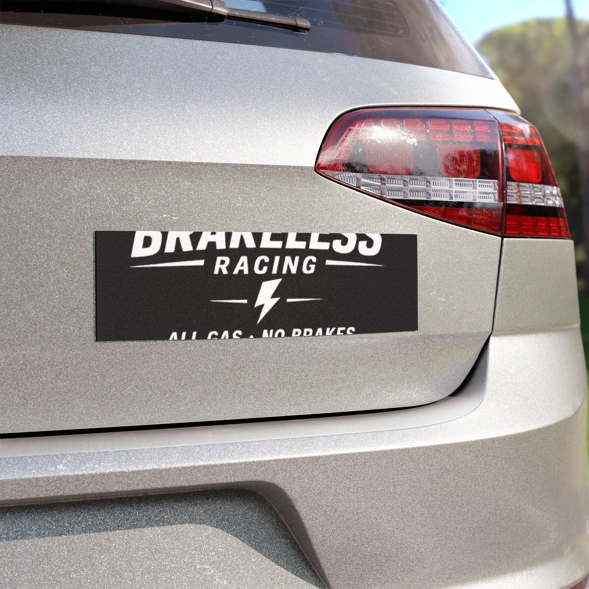 Brakeless Racing Car Magnet – "All Gas • No Brakes" Auto Decal
