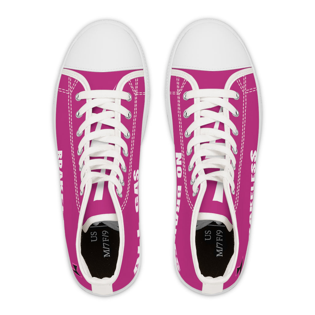 Women's High Top Sneakers — Black 'BRAKELESS' Canvas Casual Shoes