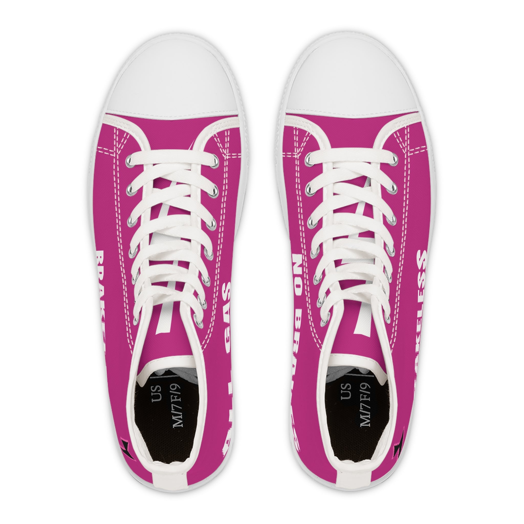 Women's High Top Sneakers — Black 'BRAKELESS' Canvas Casual Shoes