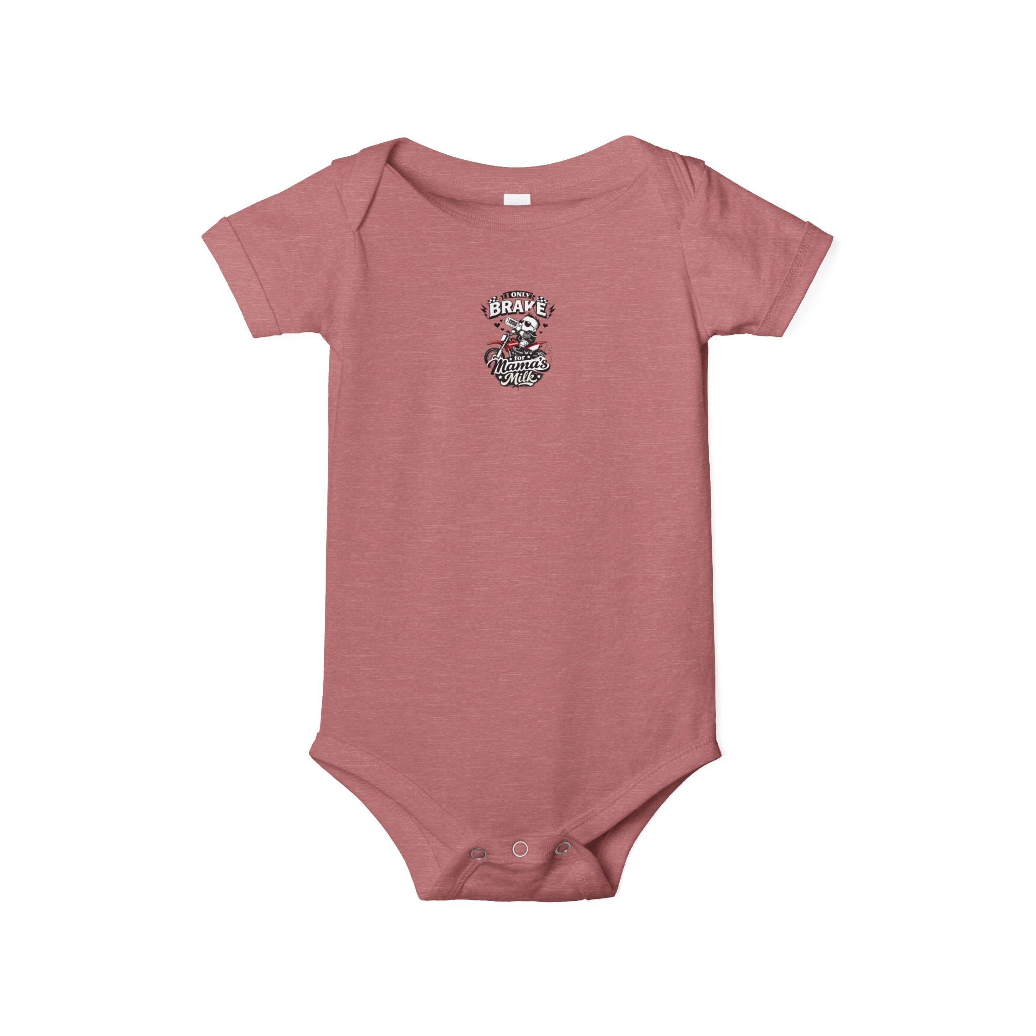 Infant One-Piece Bodysuit — ‘No Brakes’ Retro Motorcycle Chest Graphic