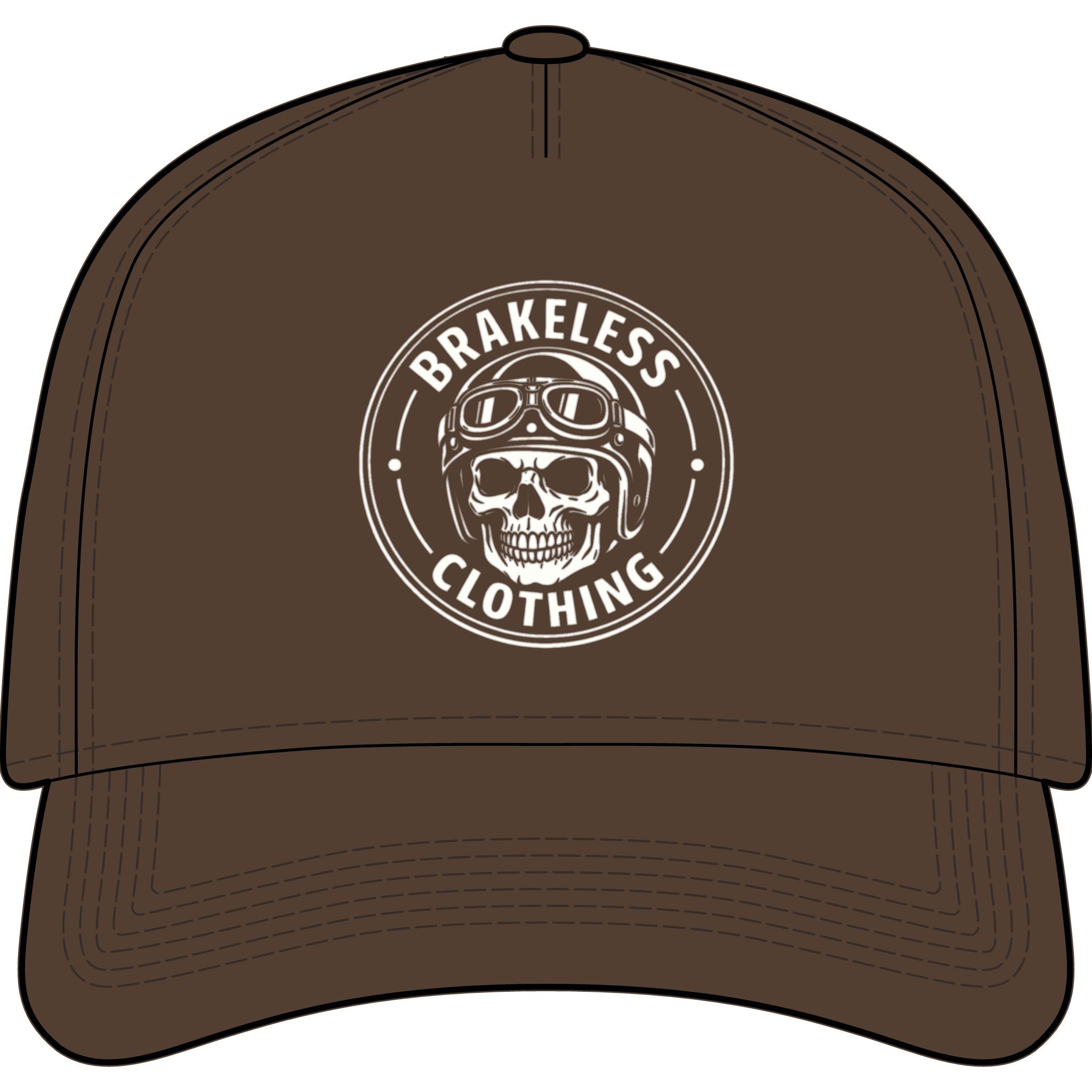 Brakeless Clothing Skull Patch Cap — Vintage Biker Dad Hat