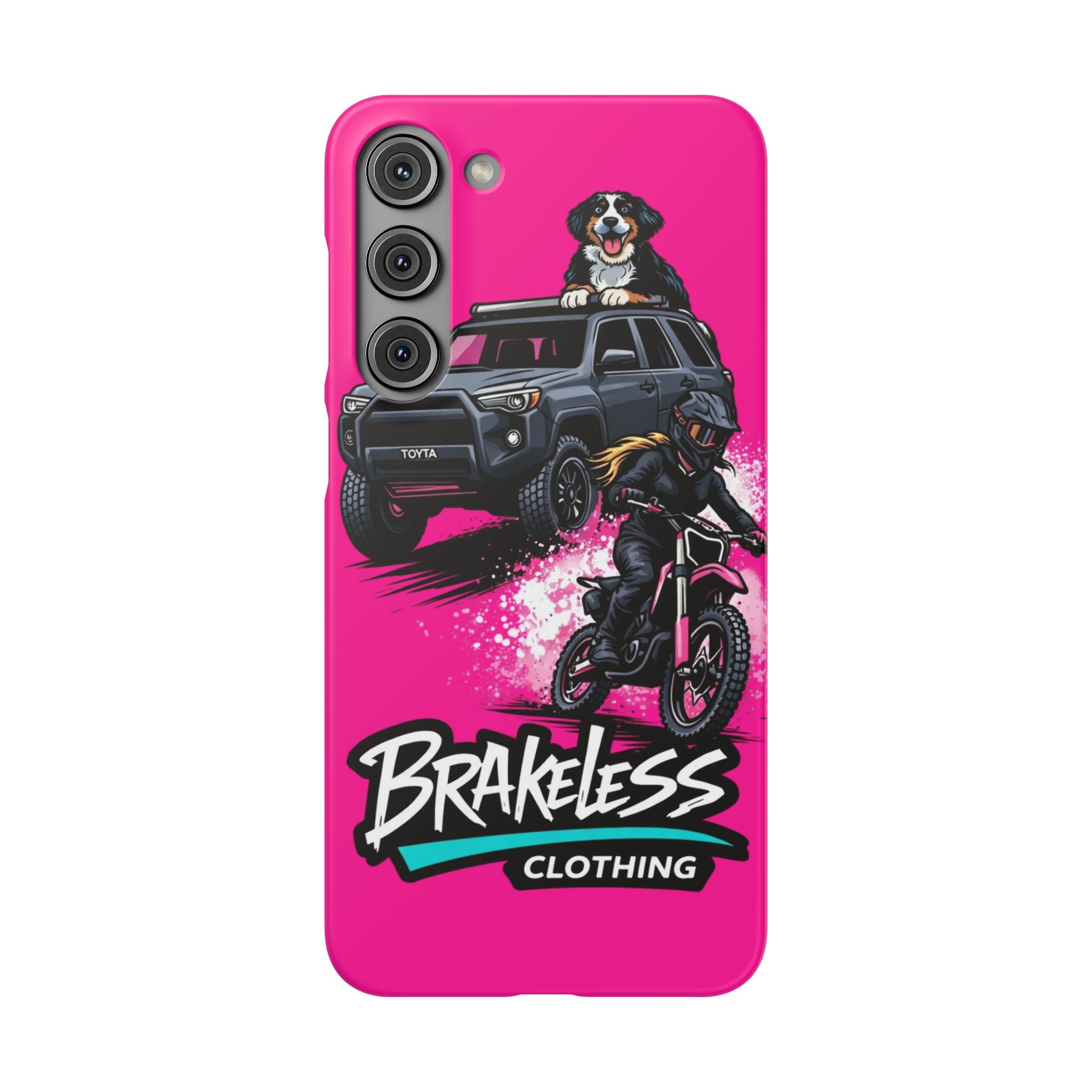 Phone Case — 'Brakeless Clothing' Off‑Road Motorcycle & 4x4 Design (Pink)