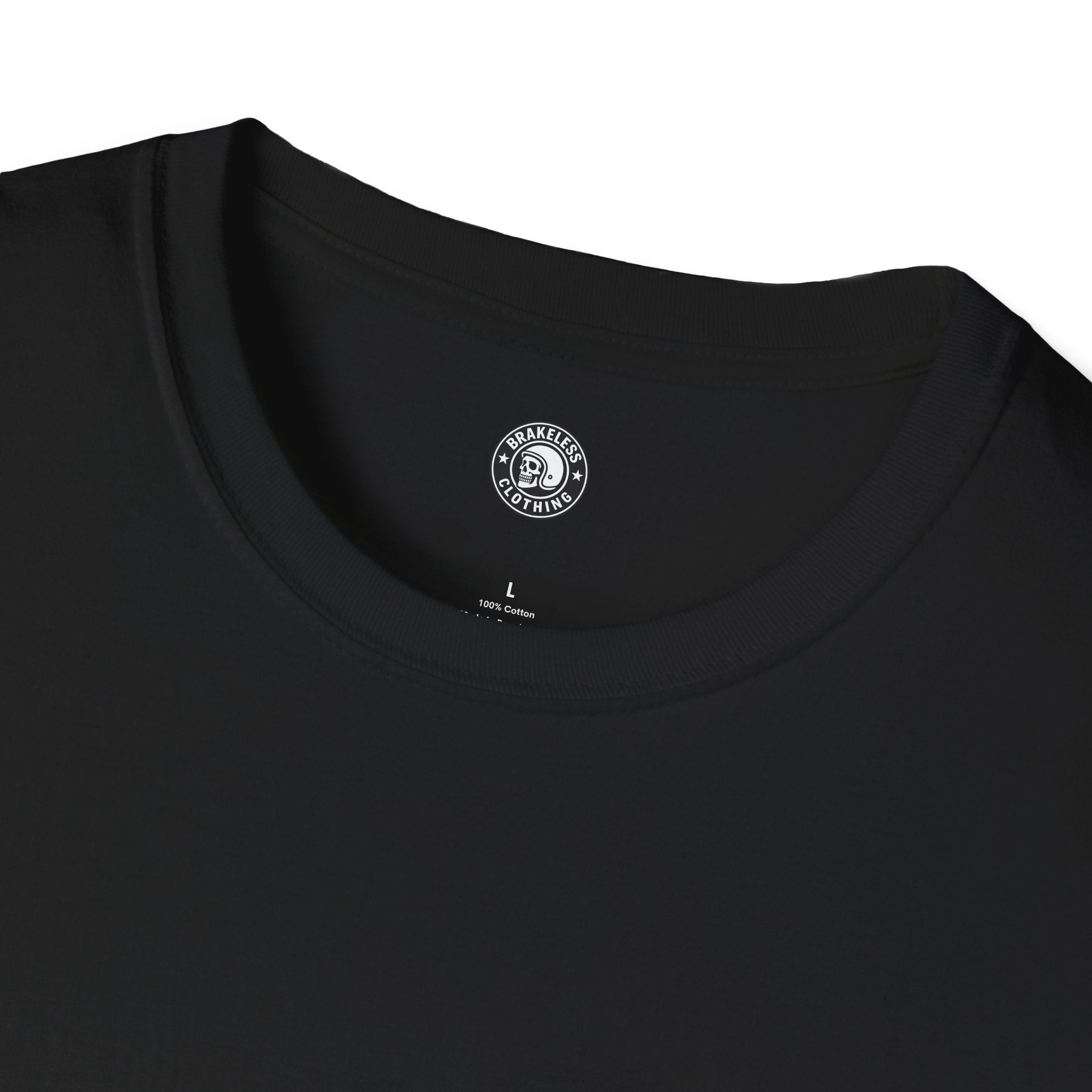 Brakeless Minimalist Black Tee — Small Chest Logo T-Shirt