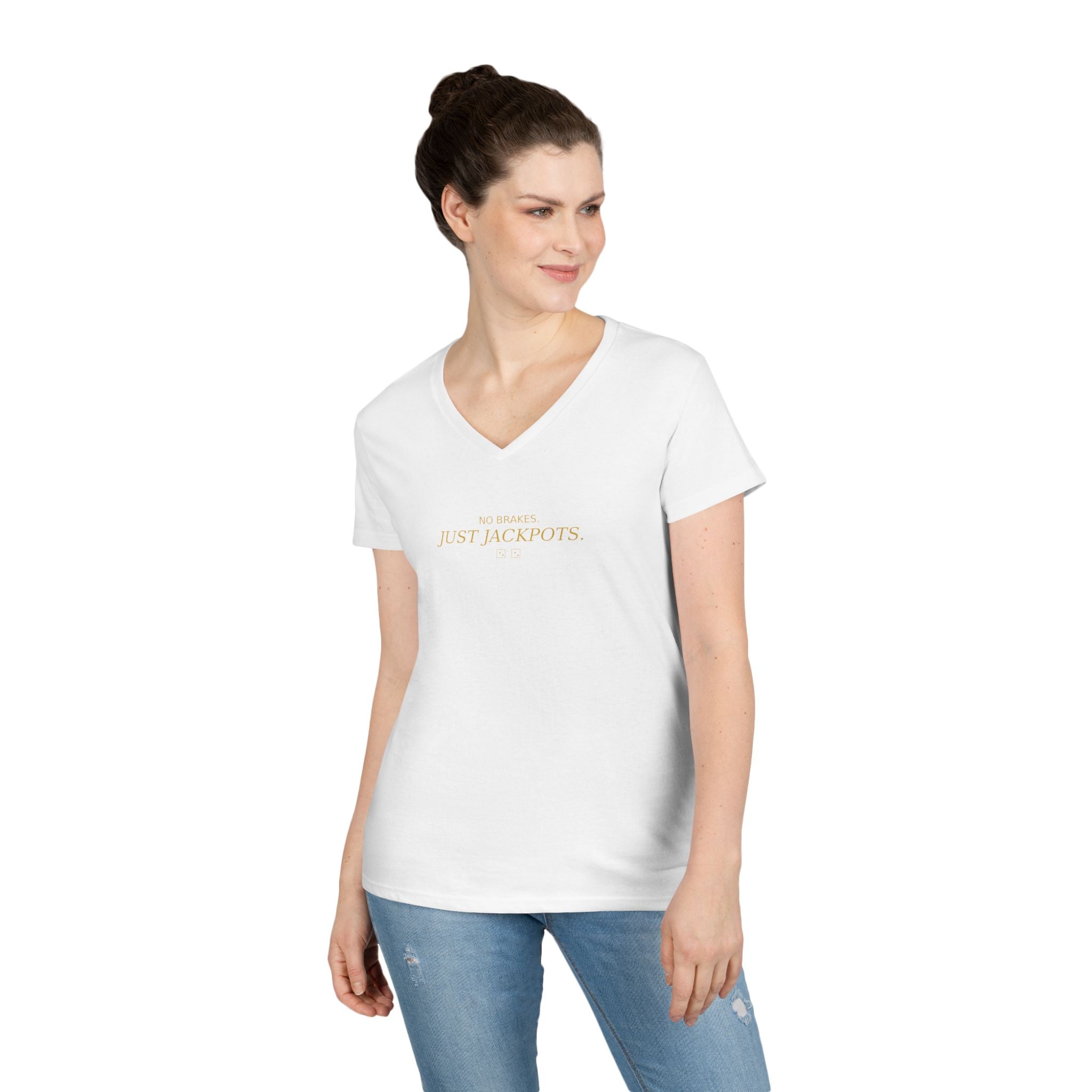 Just Jackpots - Ladies' V-Neck T-Shirt — Minimal Gold
