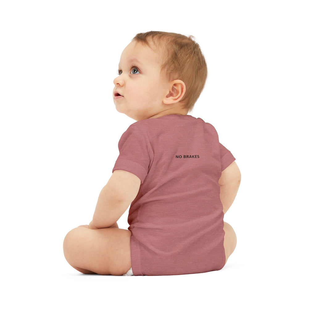 Infant One-Piece Bodysuit — ‘No Brakes’ Retro Motorcycle Chest Graphic