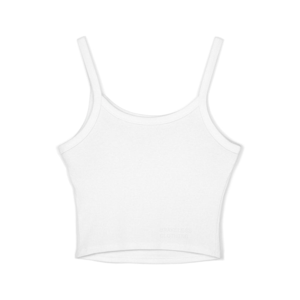 Brakeless Crop Tank — 'Brakeless' Graphic Spaghetti Strap Tank Top with Eat My Box Design