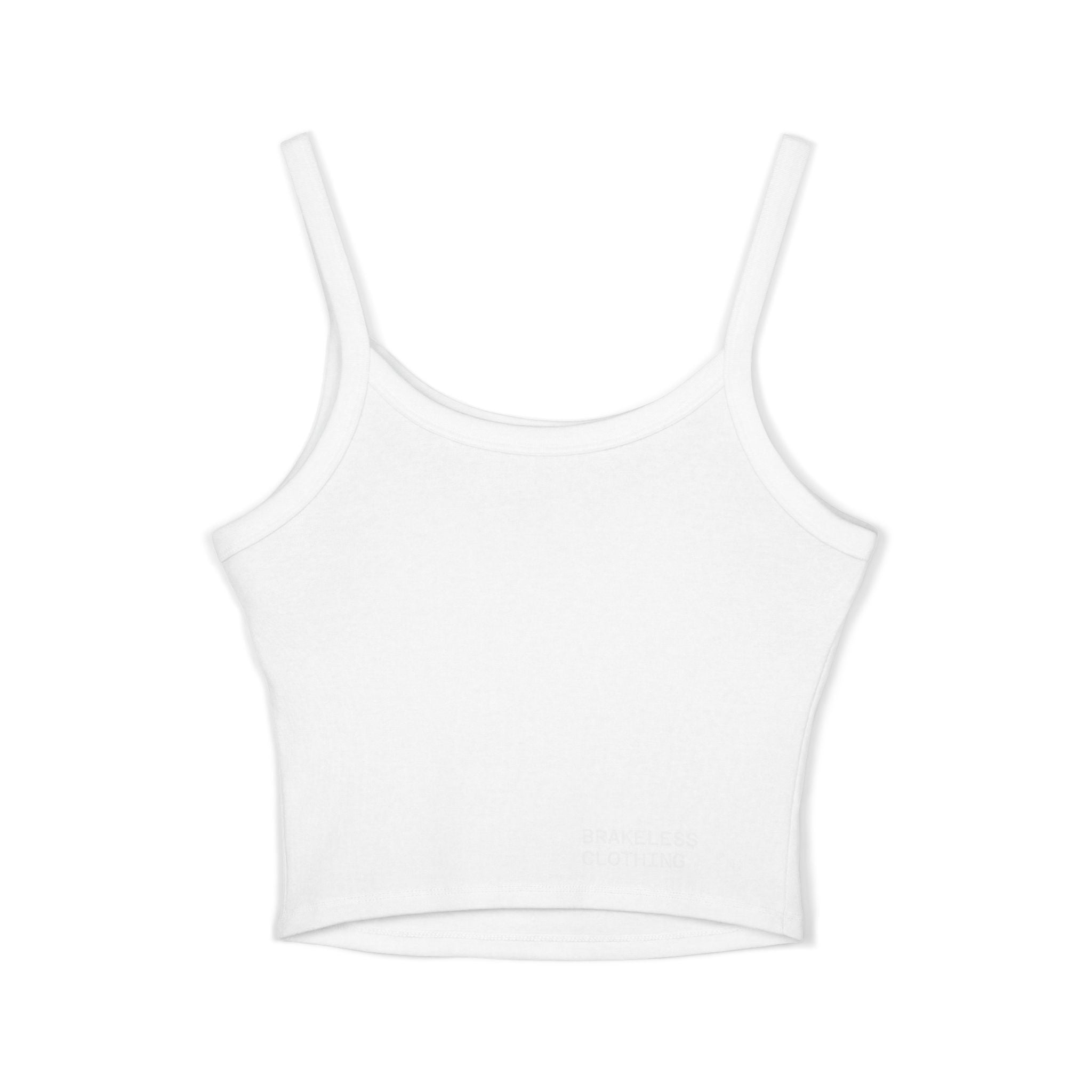 Brakeless Crop Tank — 'Brakeless' Graphic Spaghetti Strap Tank Top with Eat My Box Design