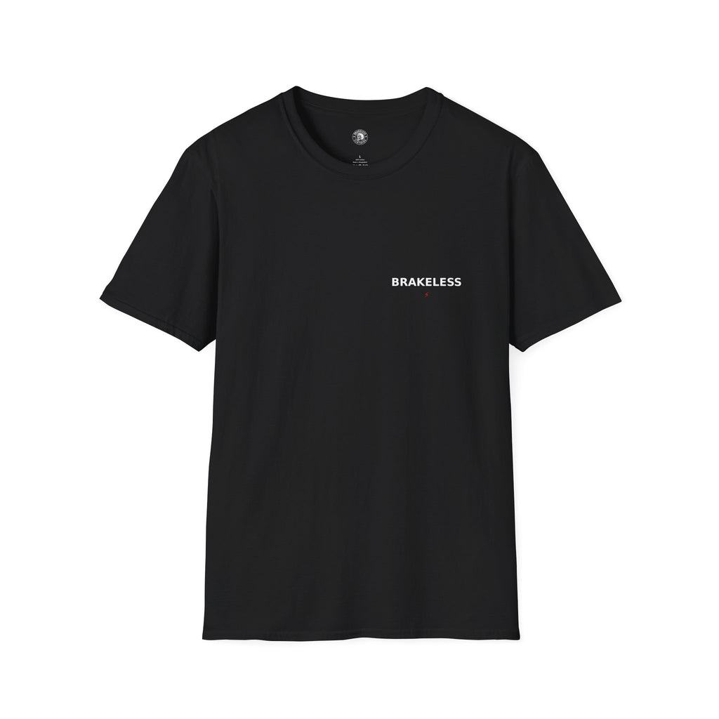 Brakeless Minimalist Black Tee — Small Chest Logo T-Shirt
