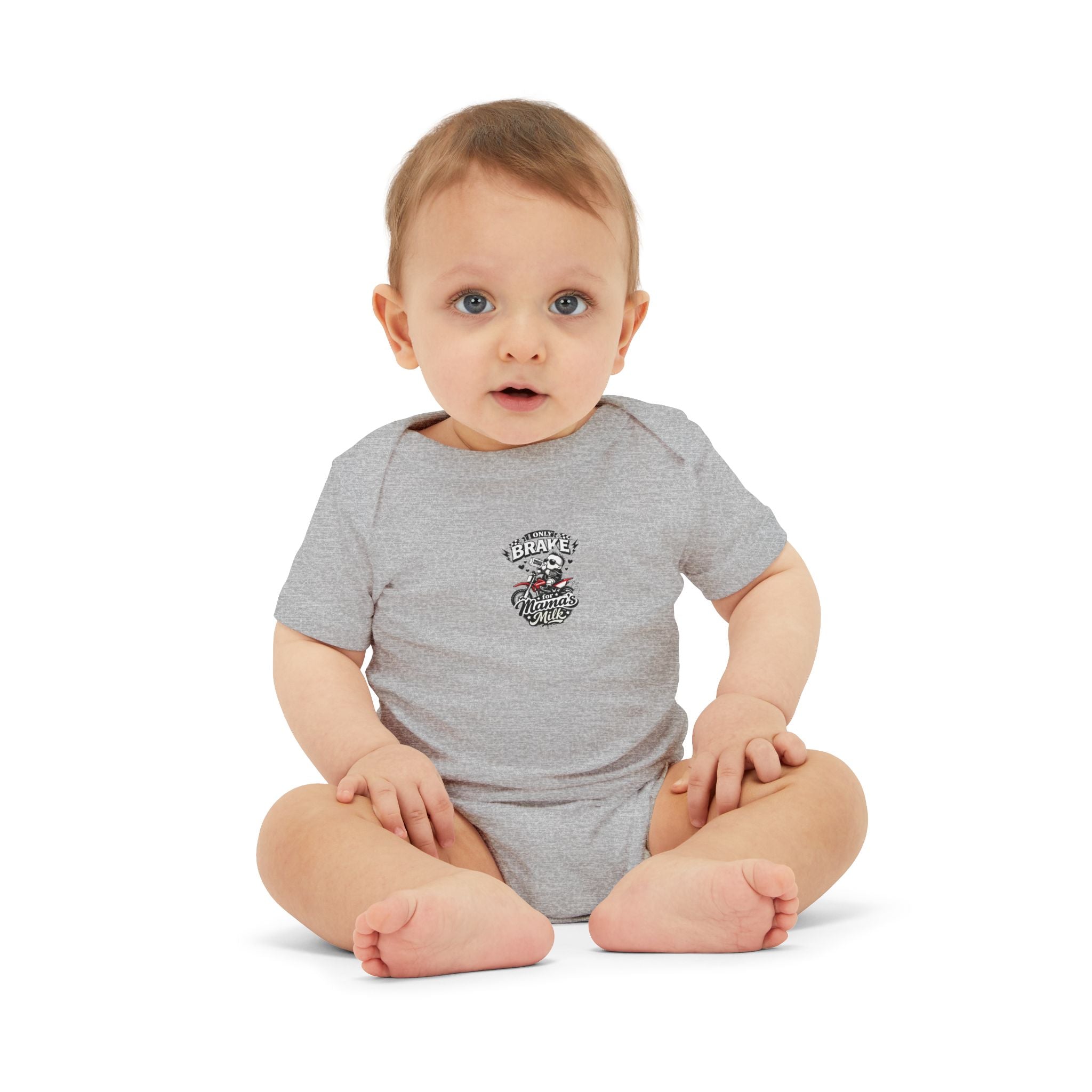Infant One-Piece Bodysuit — ‘No Brakes’ Retro Motorcycle Chest Graphic