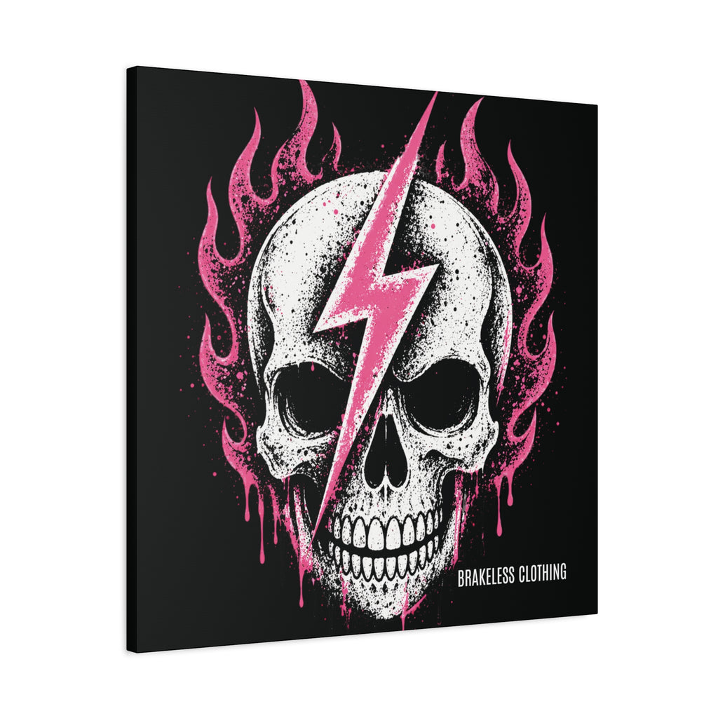 Pink Lightning Skull Canvas - BRAKELESS SEND IT ART