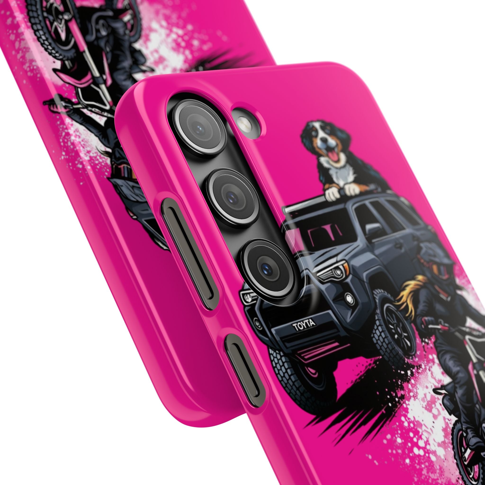 Phone Case — 'Brakeless Clothing' Off‑Road Motorcycle & 4x4 Design (Pink)