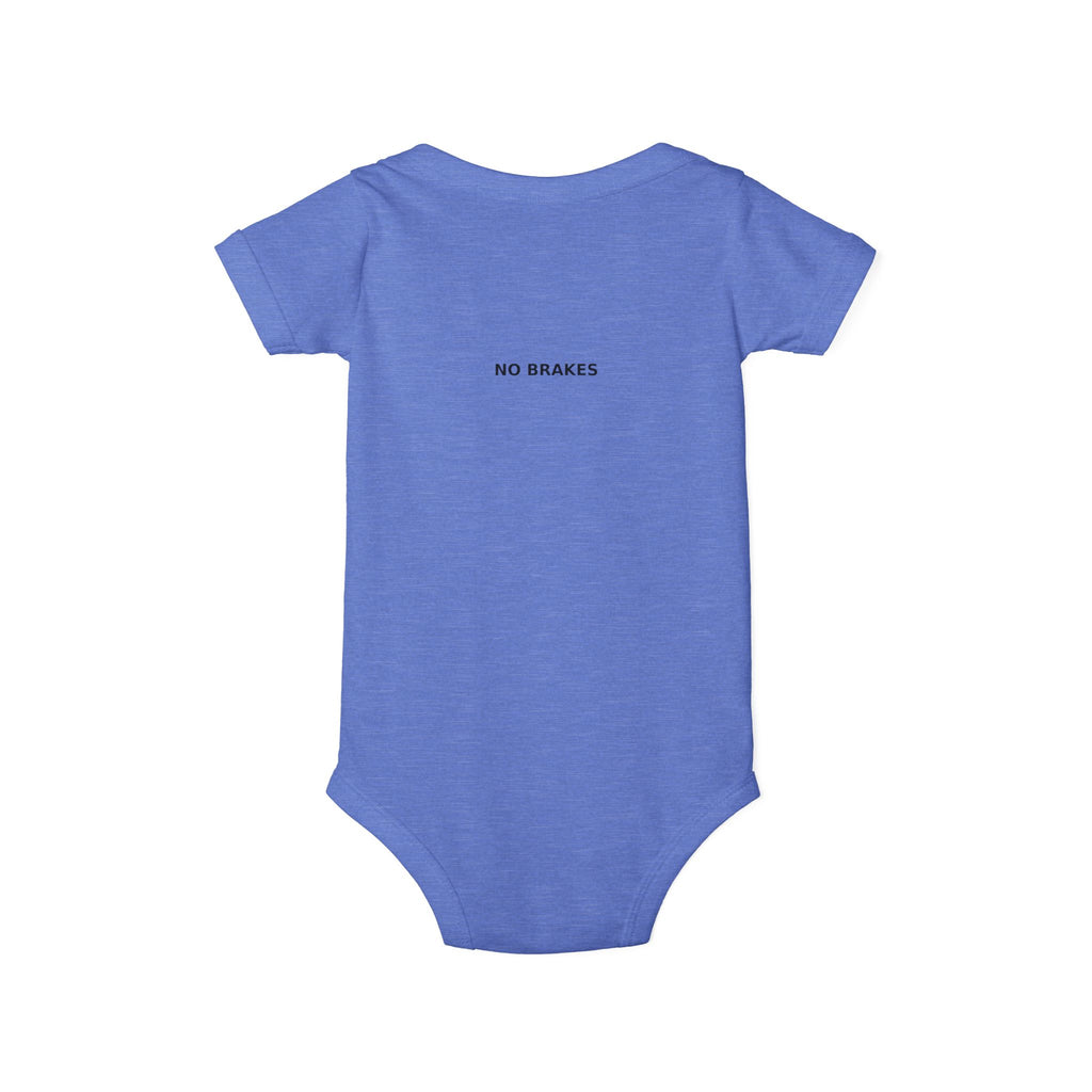 Infant One-Piece Bodysuit — ‘No Brakes’ Retro Motorcycle Chest Graphic