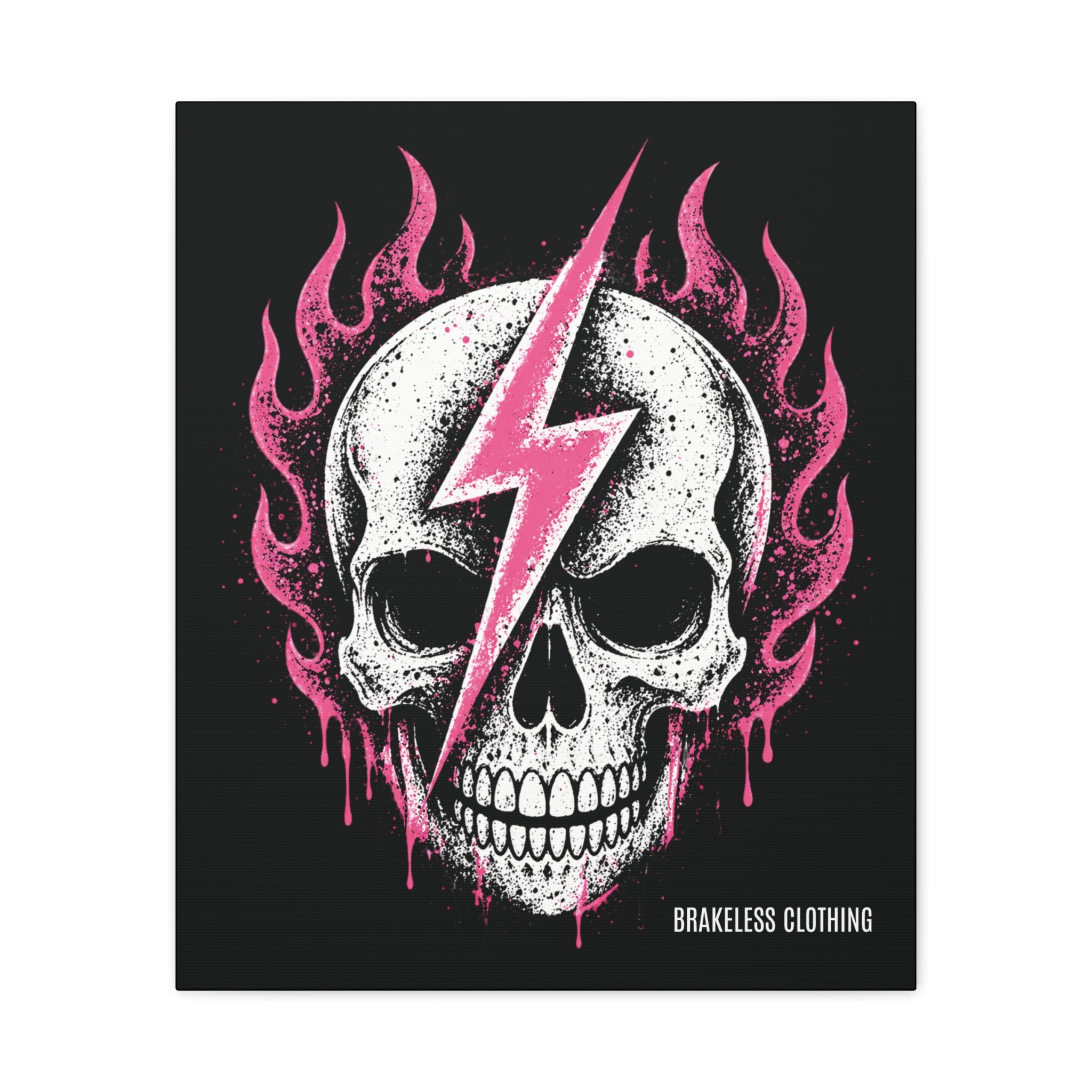 Pink Lightning Skull Canvas - BRAKELESS SEND IT ART