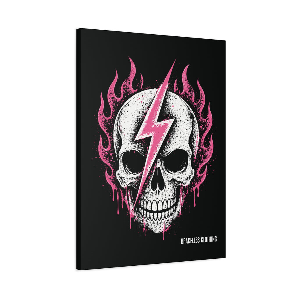 Pink Lightning Skull Canvas - BRAKELESS SEND IT ART