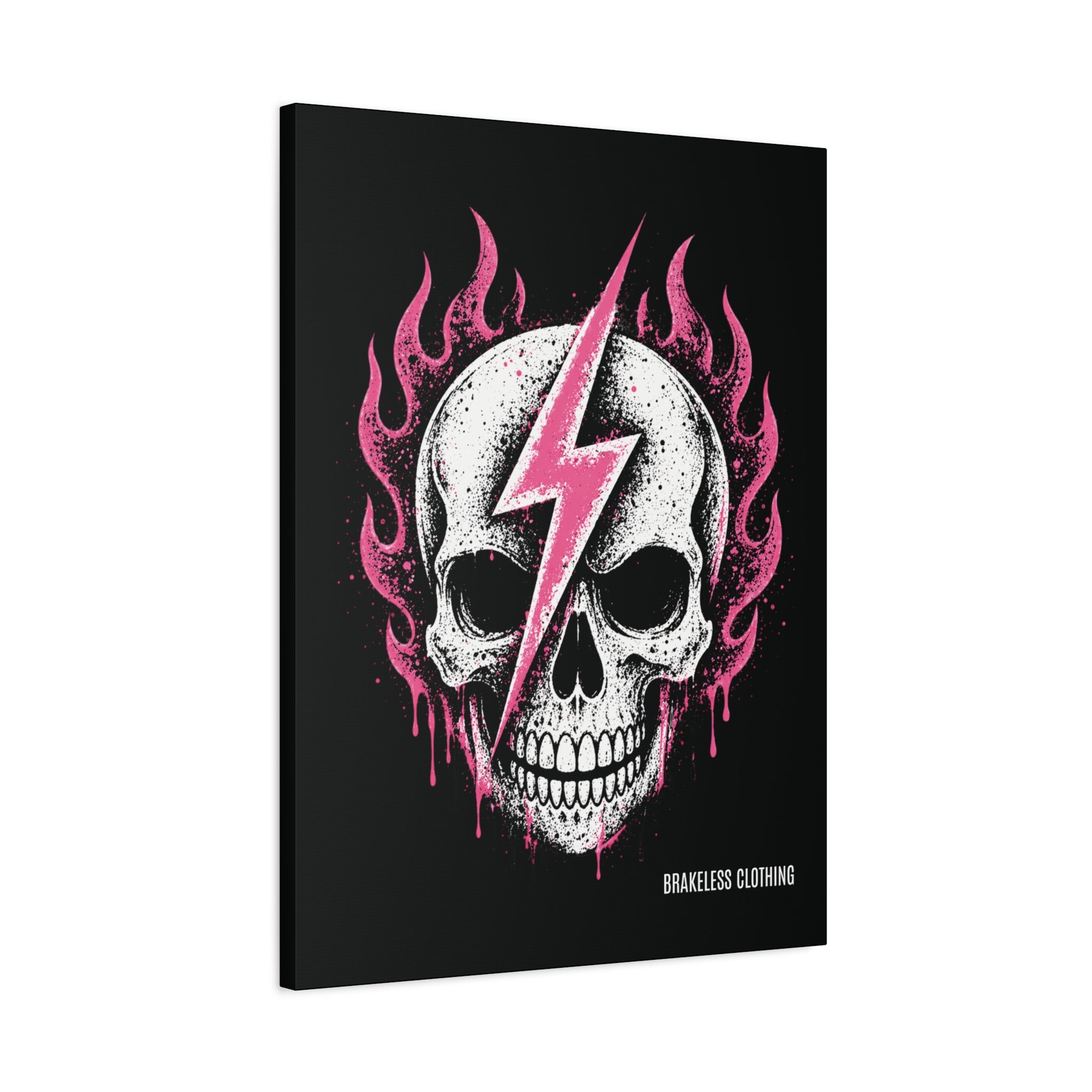 Pink Lightning Skull Canvas - BRAKELESS SEND IT ART