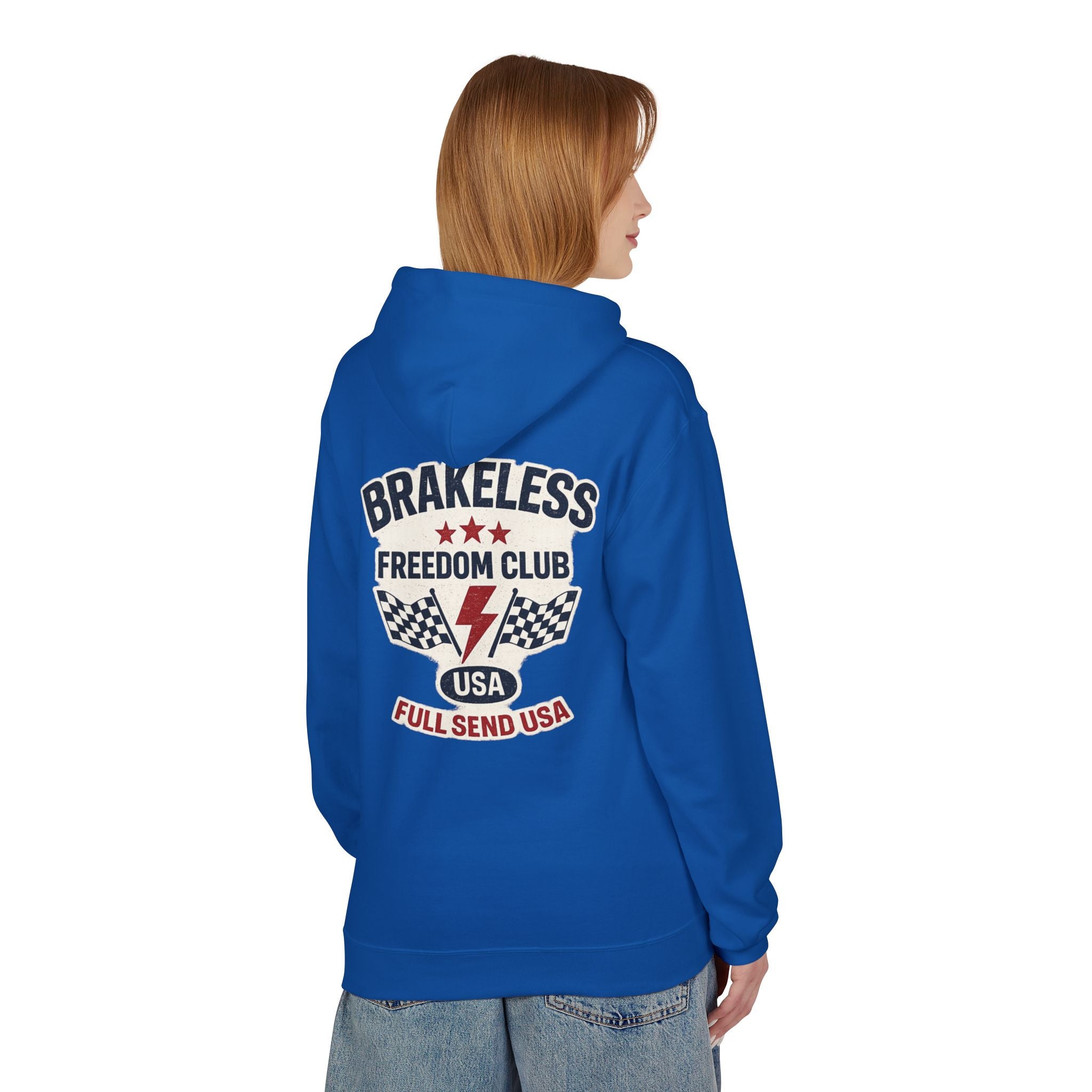 Brakeless Freedom Club Hoodie — 'No Brakes. Just Freedom.' Racing Pullover