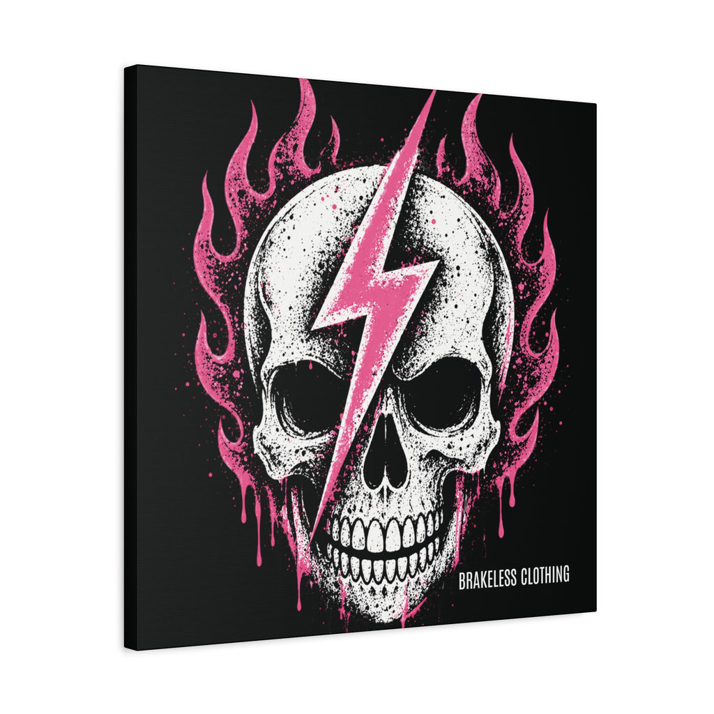 Pink Lightning Skull Canvas - BRAKELESS SEND IT ART