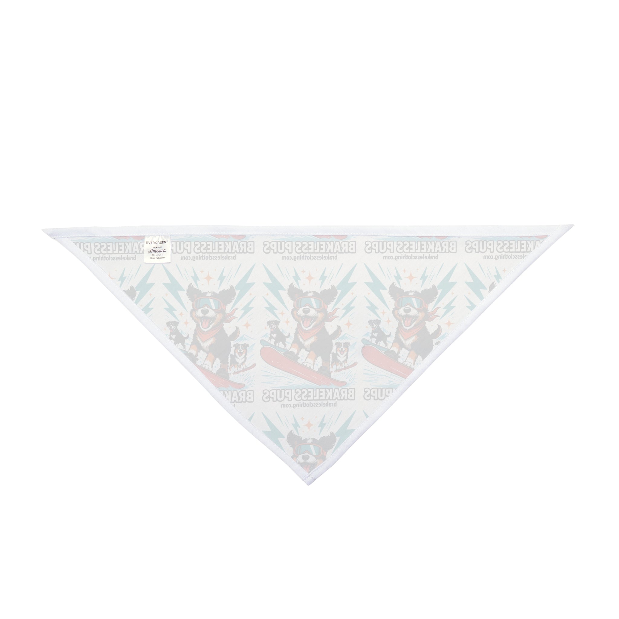 Snowboarding Dog Pet Bandana — 'Brakeless Pups' Winter Adventure Bandana for Dogs