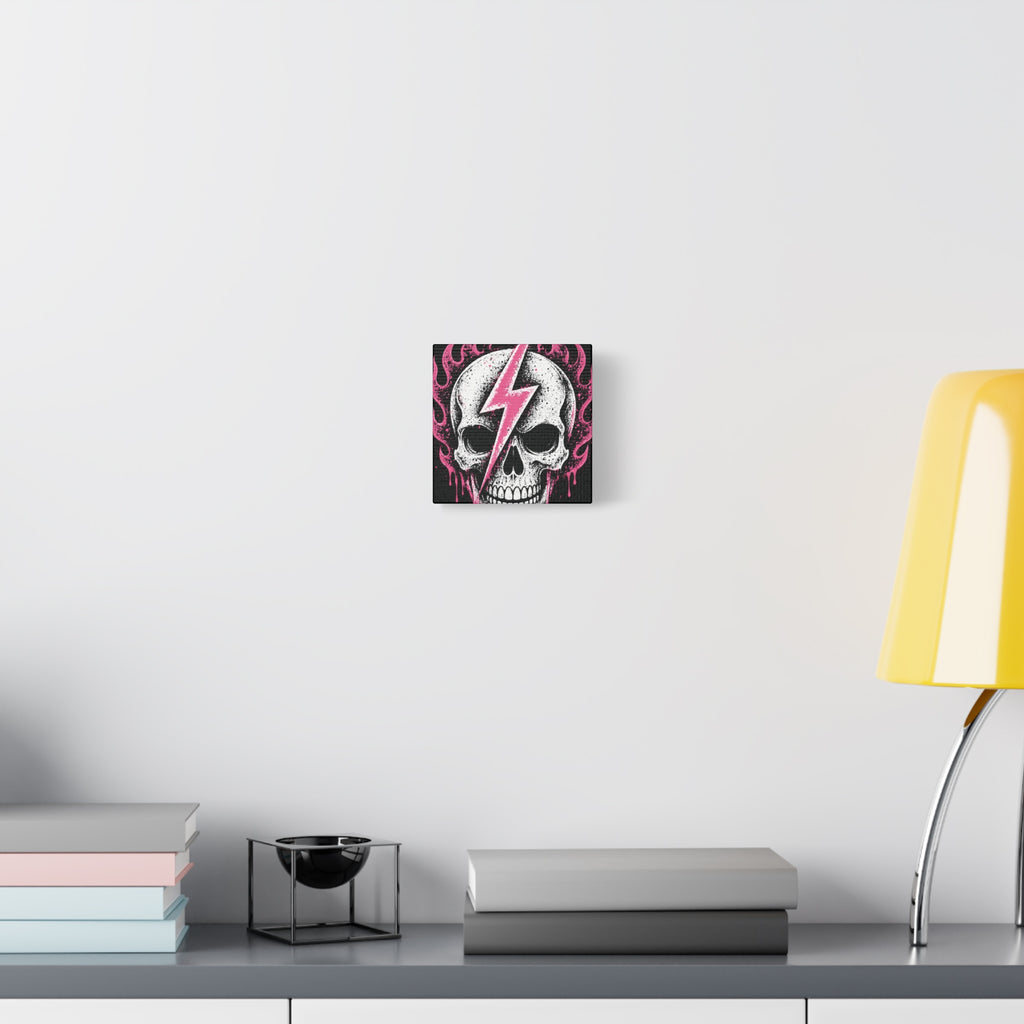 Pink Lightning Skull Canvas - BRAKELESS SEND IT ART
