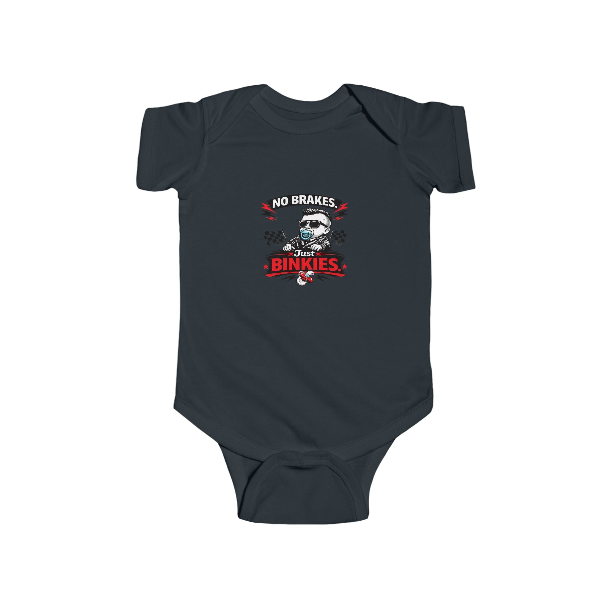 Infant Bodysuit — 'No Brakes, Just Binkies' Brakeless Racing Baby Onesie