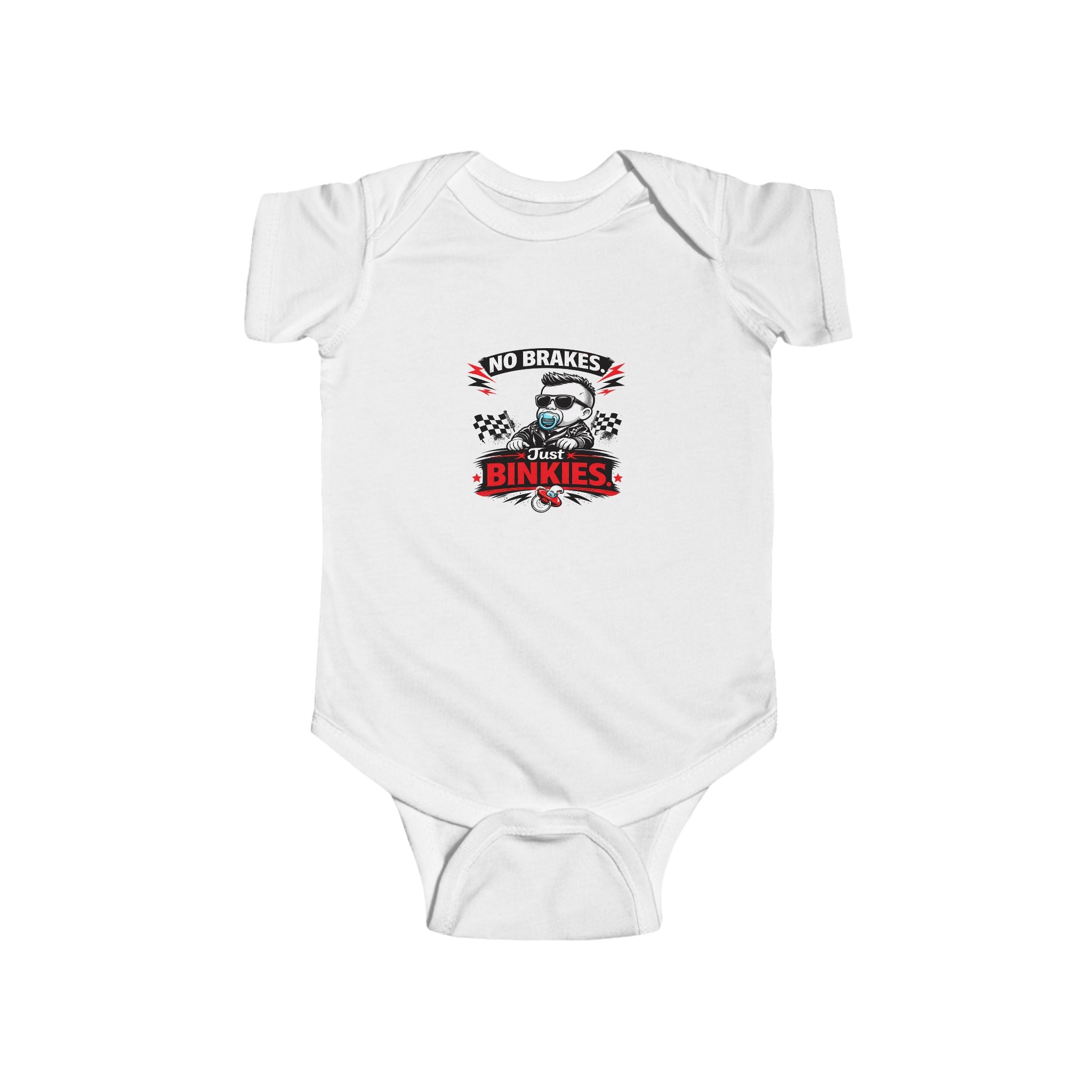Infant Bodysuit — 'No Brakes, Just Binkies' Brakeless Racing Baby Onesie