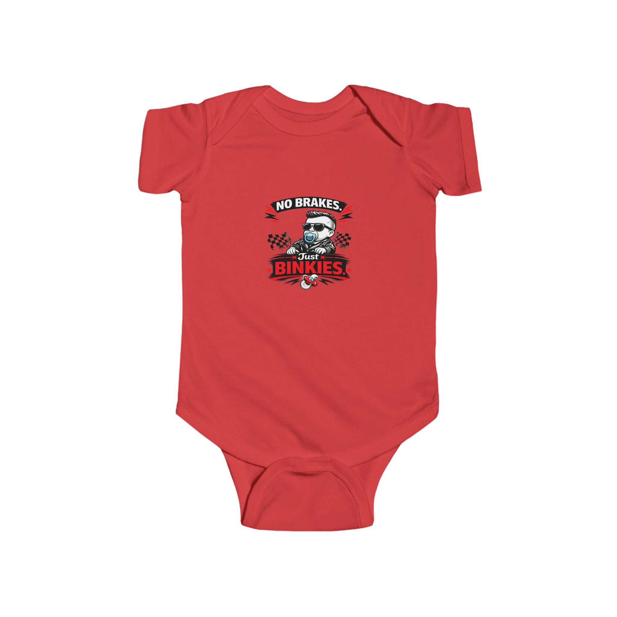 Infant Bodysuit — 'No Brakes, Just Binkies' Brakeless Racing Baby Onesie