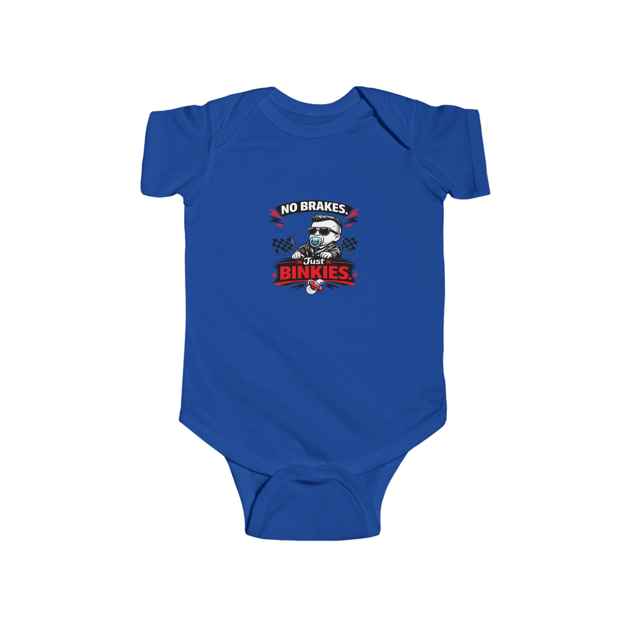 Infant Bodysuit — 'No Brakes, Just Binkies' Brakeless Racing Baby Onesie