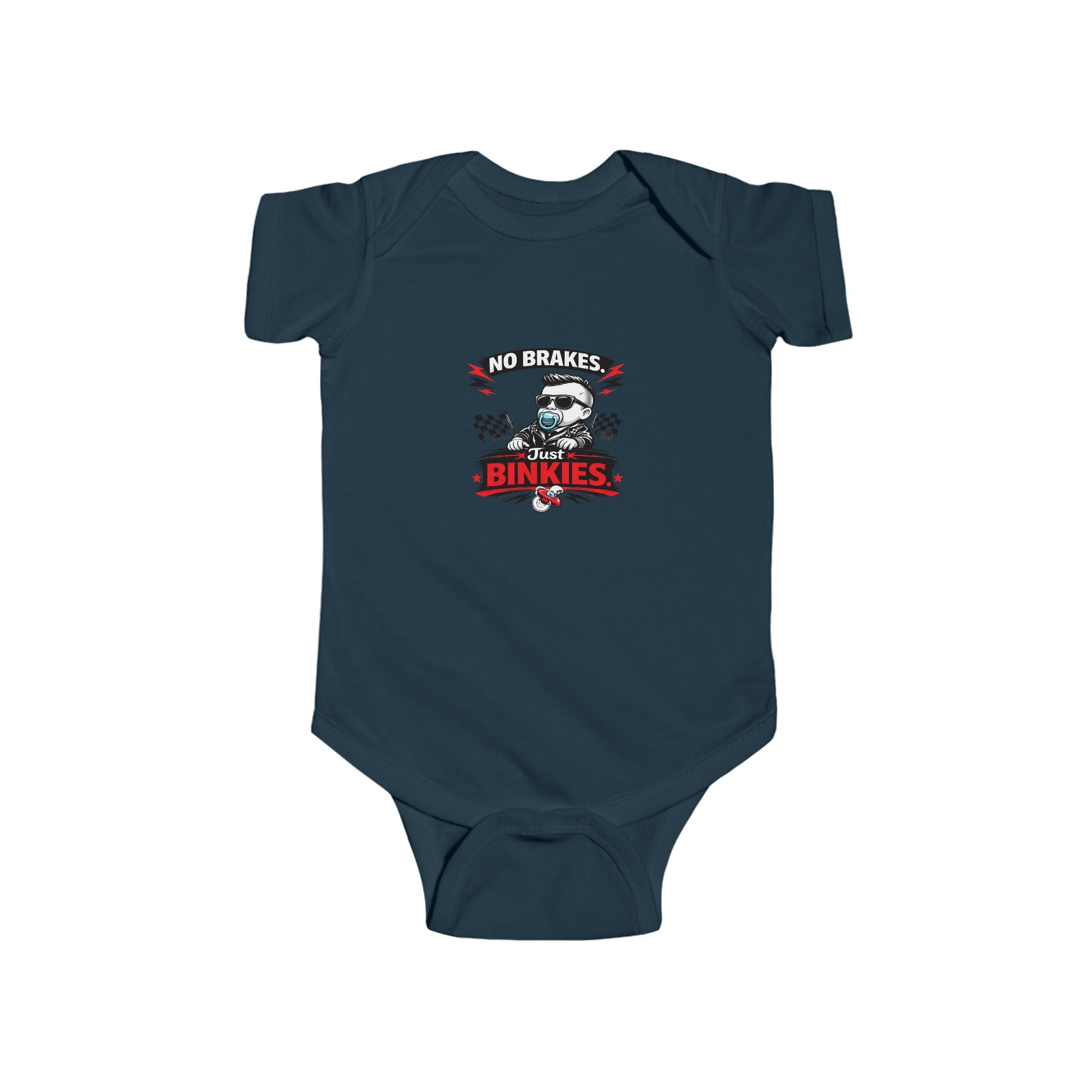Infant Bodysuit — 'No Brakes, Just Binkies' Brakeless Racing Baby Onesie