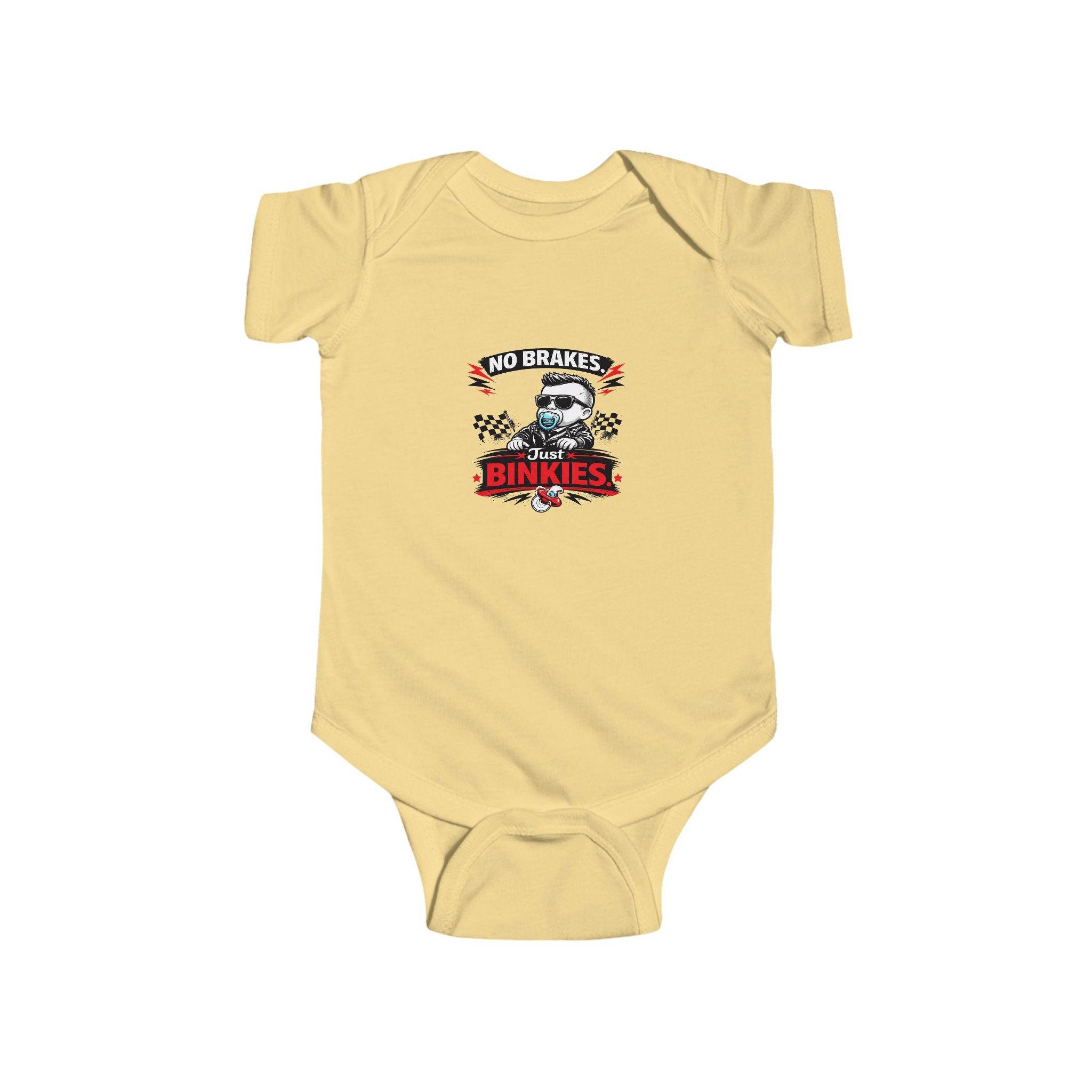 Infant Bodysuit — 'No Brakes, Just Binkies' Brakeless Racing Baby Onesie